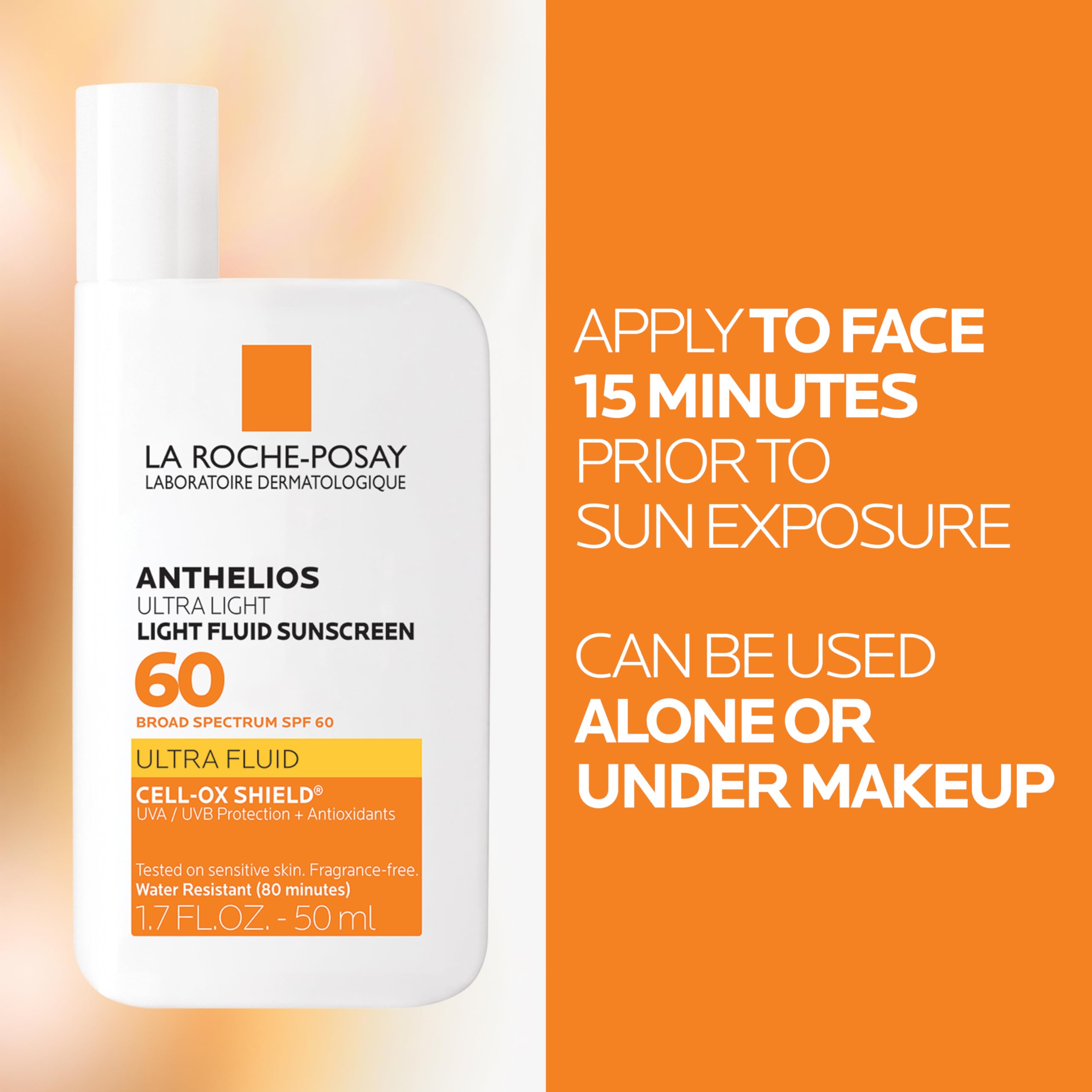 Anthelios Light Fluid Facial Sunscreen SPF 60, Lightweight Sunscreen for Face, Fluid Texture, Broad Spectrum SPF detail image 3