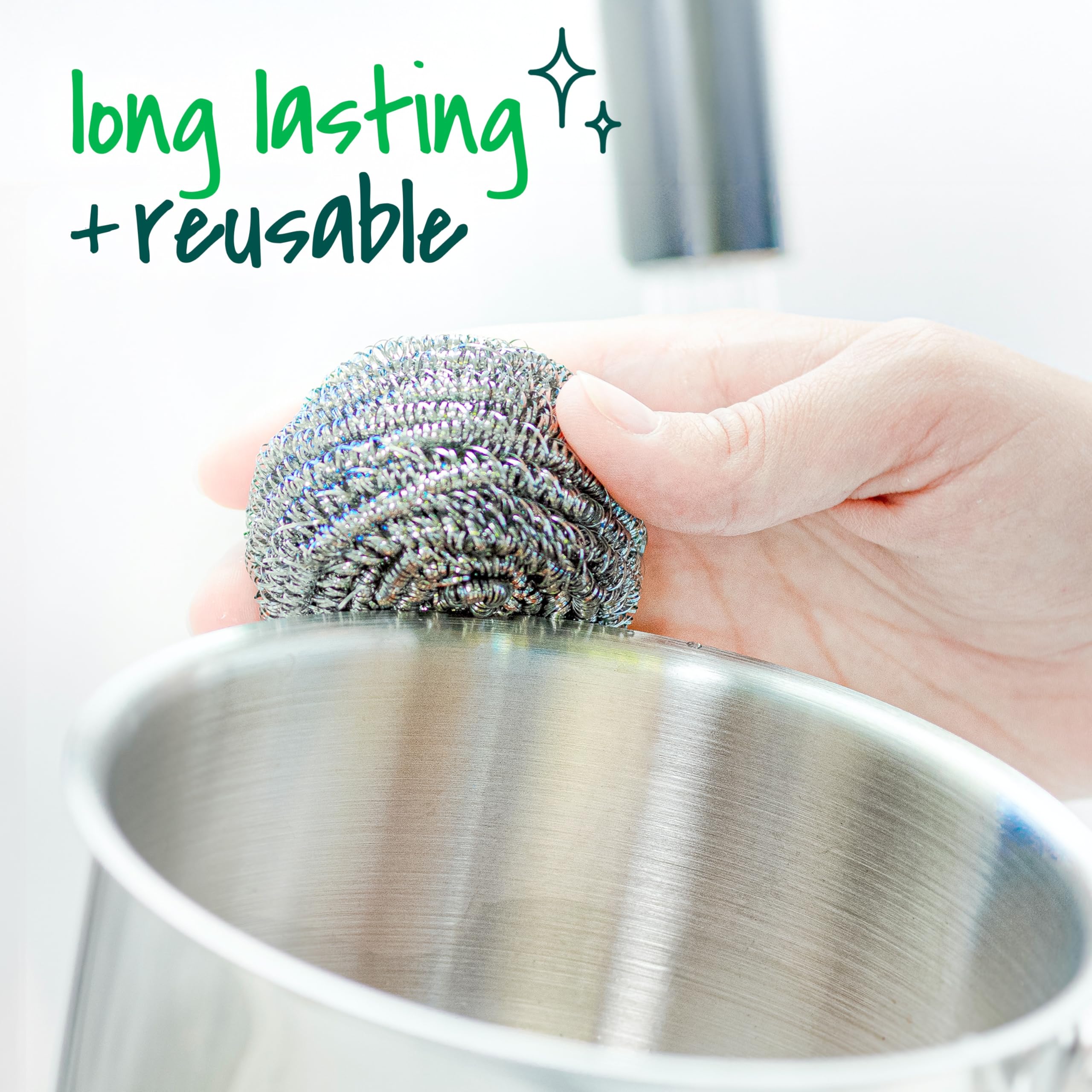Scotch-Brite Stainless Steel Scrubbers, Scouring Pads for Cleaning Tough Baked-On Messes, Metal Scrubbers for Cleaning Dishes, 3 Scrub Pads detail image 6