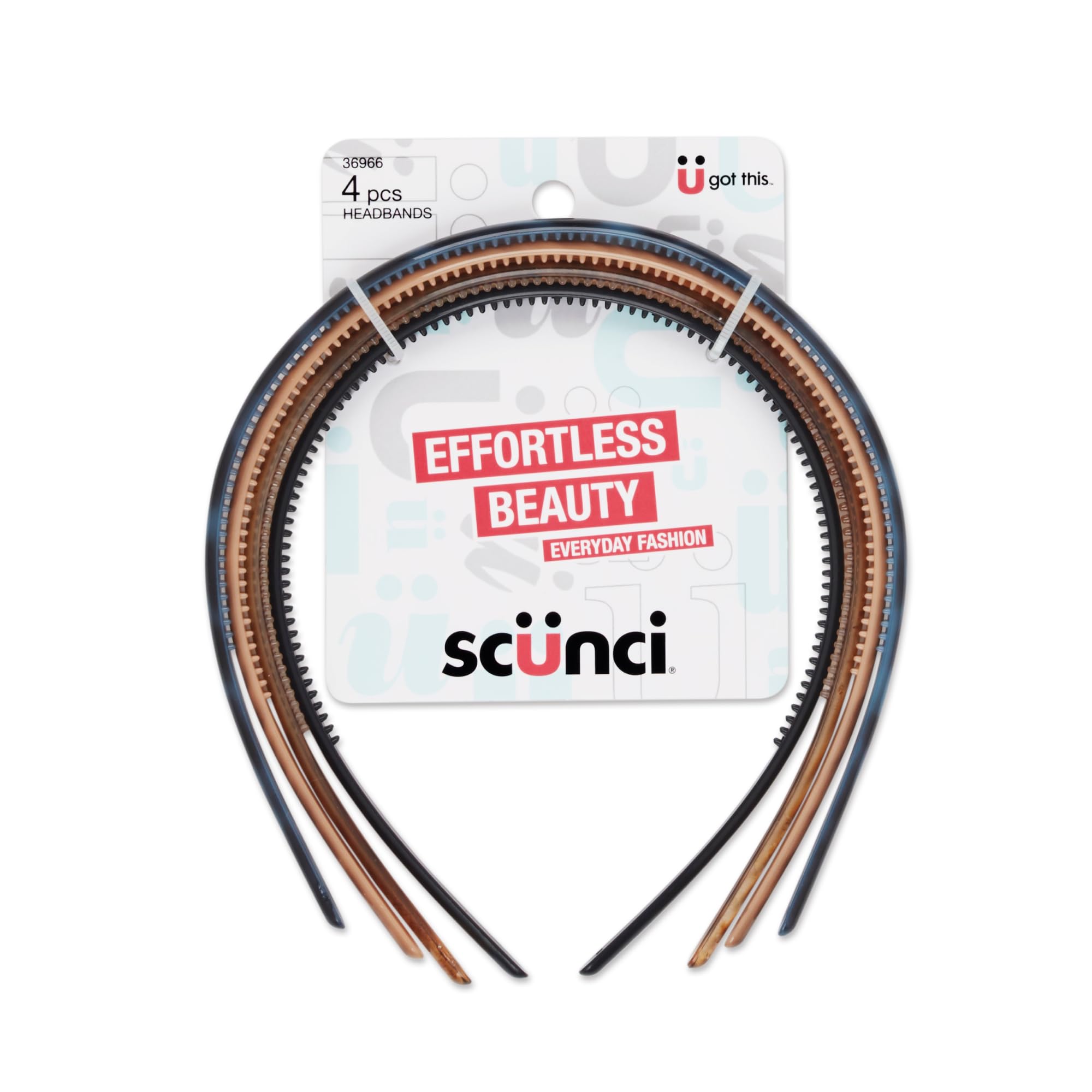 Scünci Skinny Headbands, No-Damage & Ultra-Flexible, 4 Count detail image 1