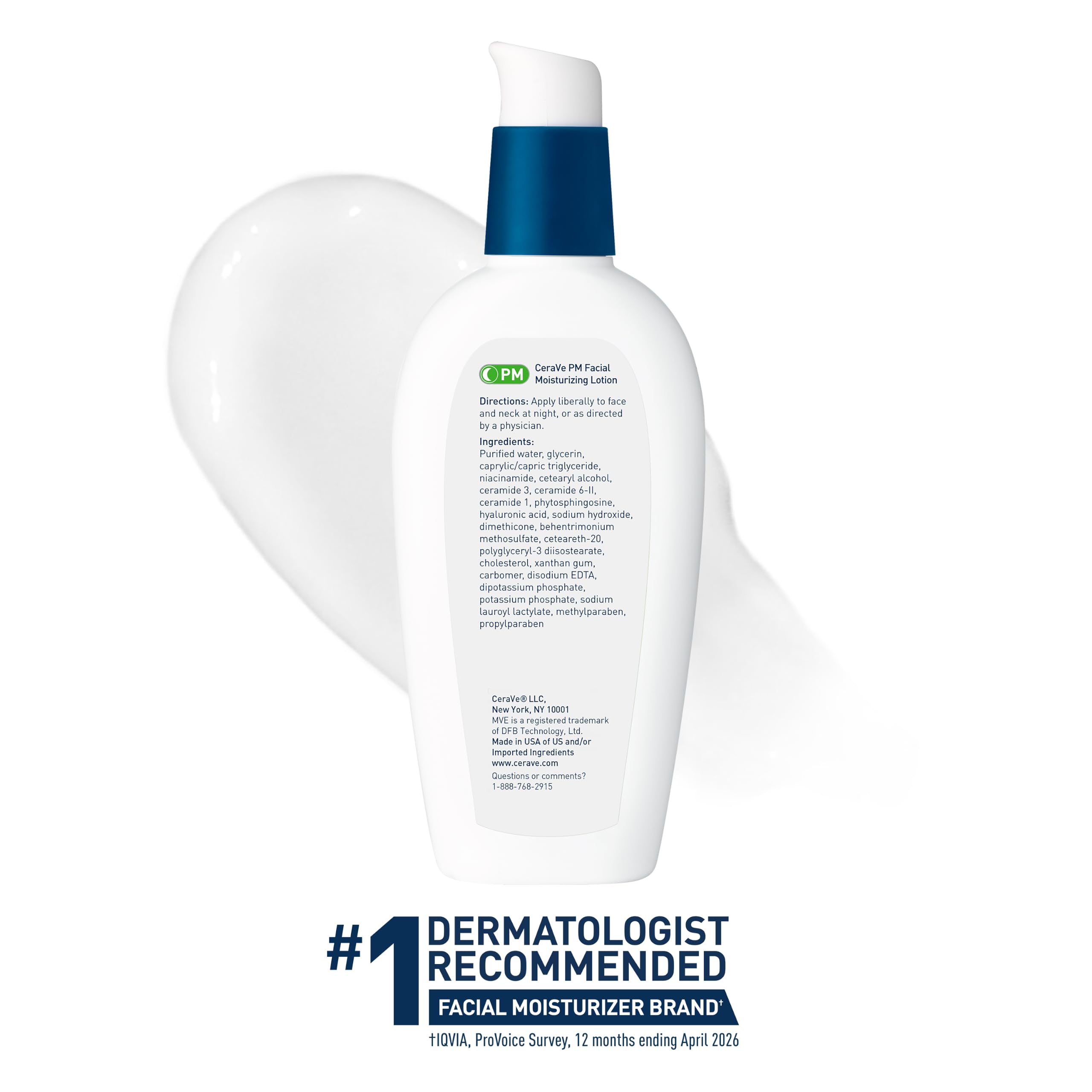 CeraVe PM Facial Moisturizing Lotion, Oil-Free Night Lotion with Hyaluronic Acid & Niacinamide, 3 oz detail image 9