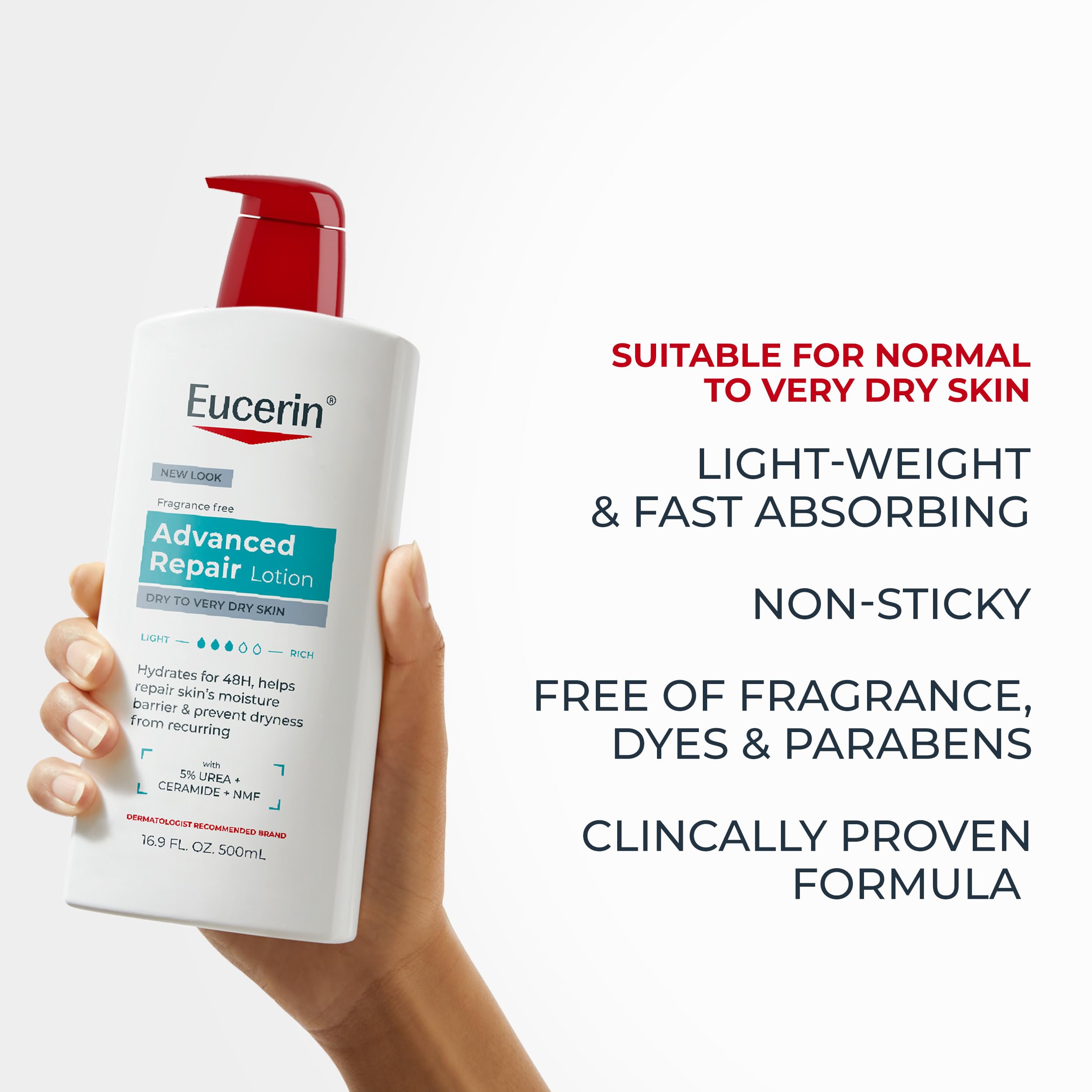 Eucerin Advanced Repair Lotion, Urea Enriched, 16. 9 FL OZ detail image 6
