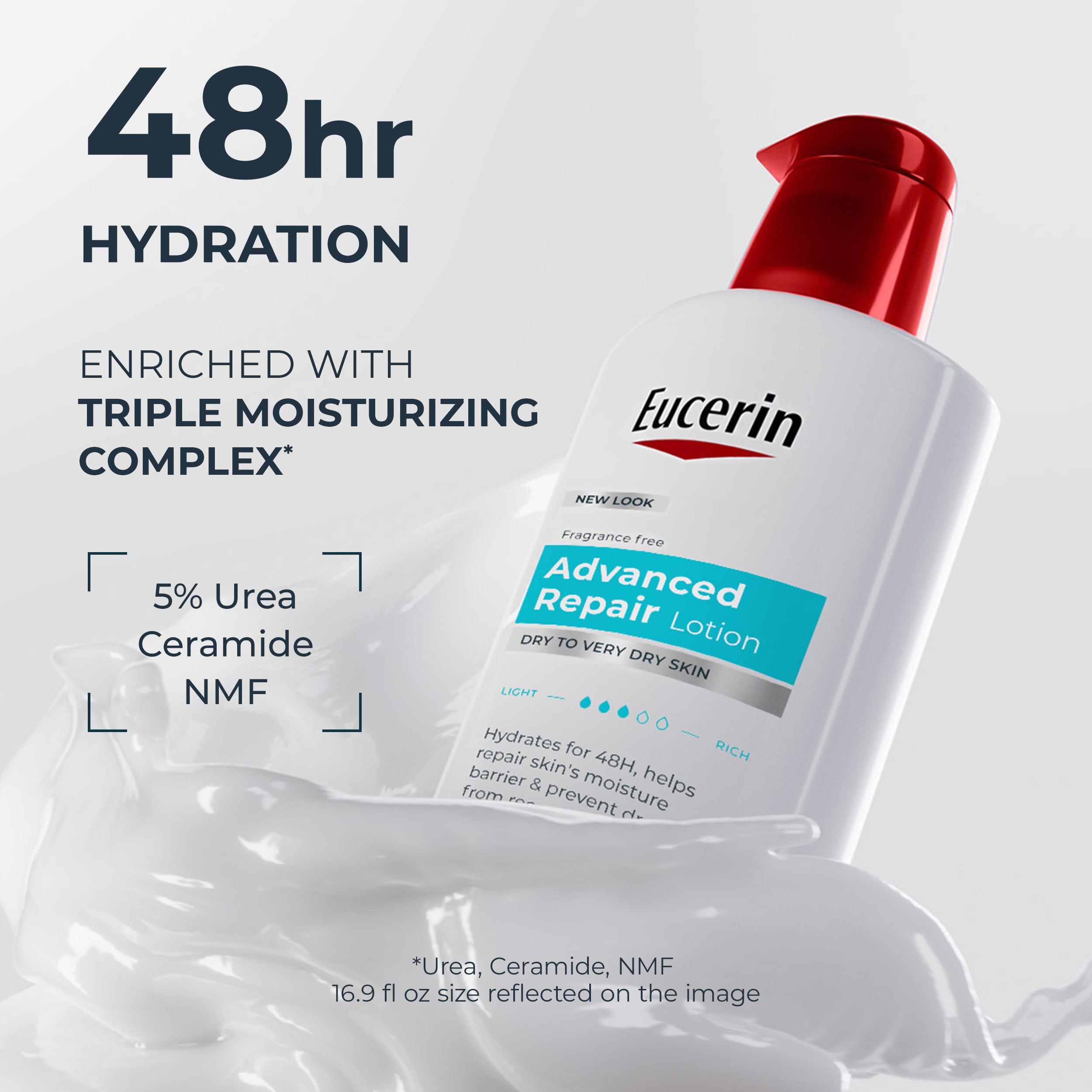 Eucerin Advanced Repair Lotion, Urea Enriched, 16. 9 FL OZ detail image 3