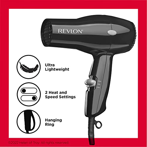 Revlon Essentials Compact Hair Dryer, 1875W – Lightweight Travel Design (Black) detail image 9
