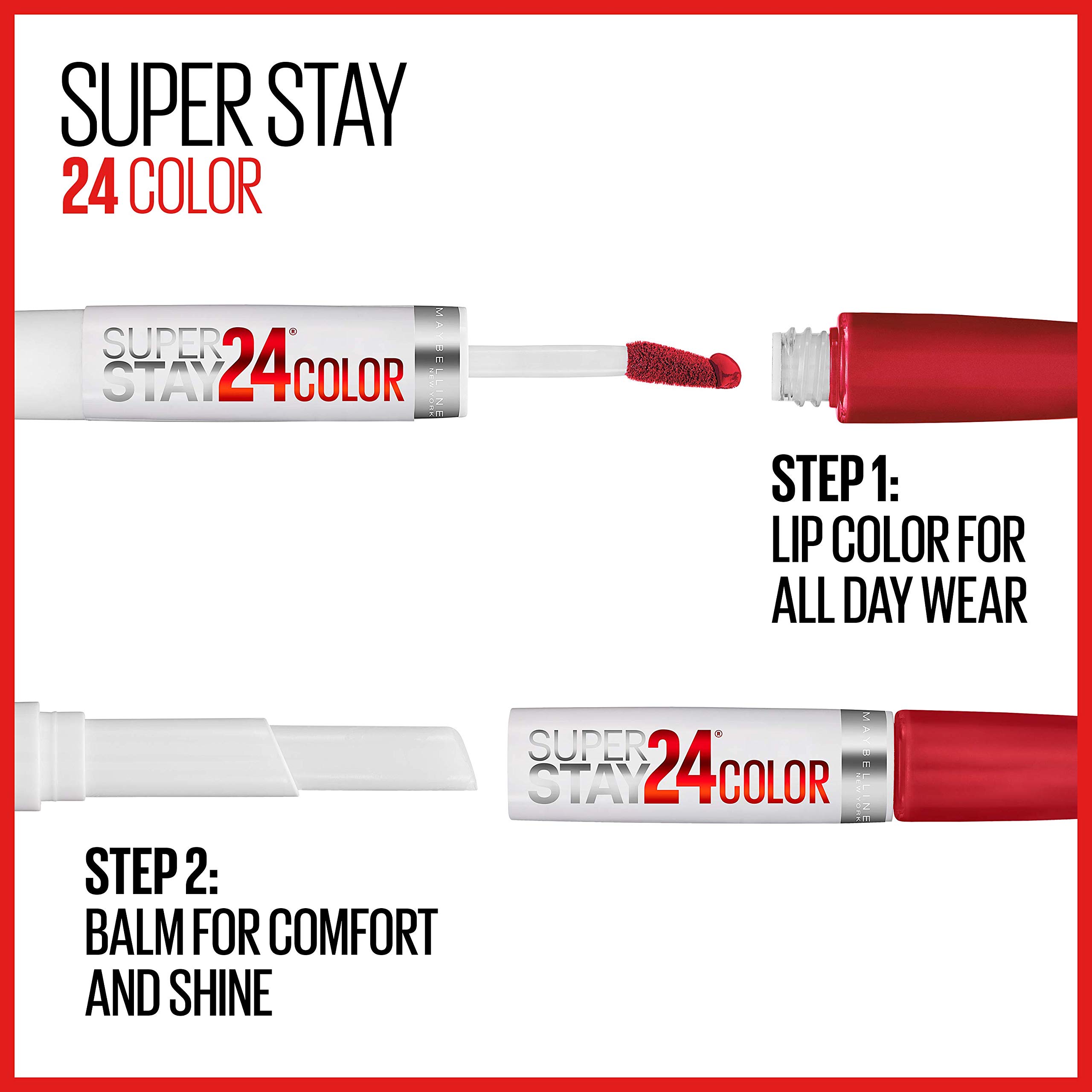 Maybelline Super Stay 24, 2-Step Liquid Lipstick Makeup, Long Lasting Highly Pigmented Color with Moisturizing Balm, Very Cranberry, Ruby Red, 1 Count detail image 4