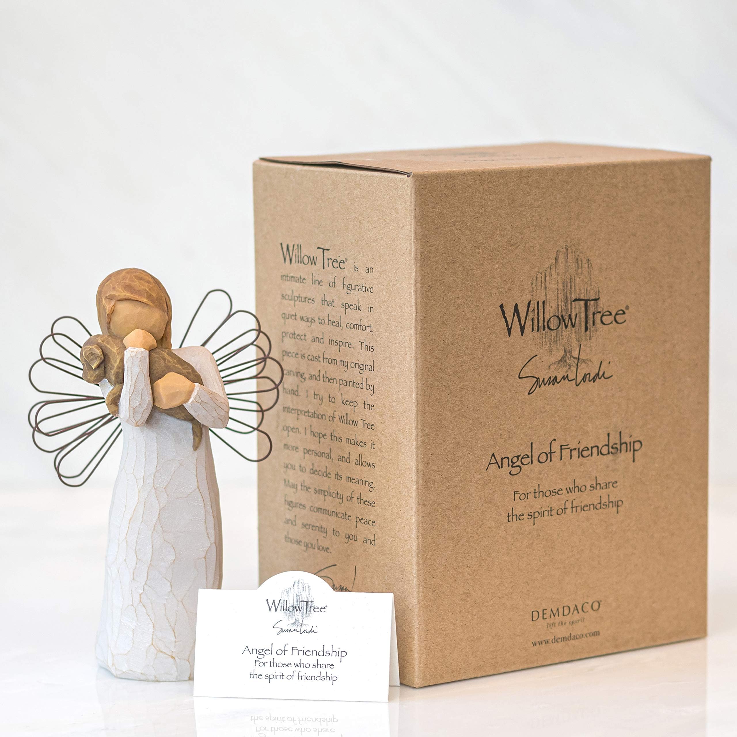 Willow Tree Angel of Friendship, for Those who Share The Spirit of Friendship, Angel Carrying Dog as Reminder of Loyal Pets and Friends, Present and Past, Sculpted Hand-Painted Figure detail image 6