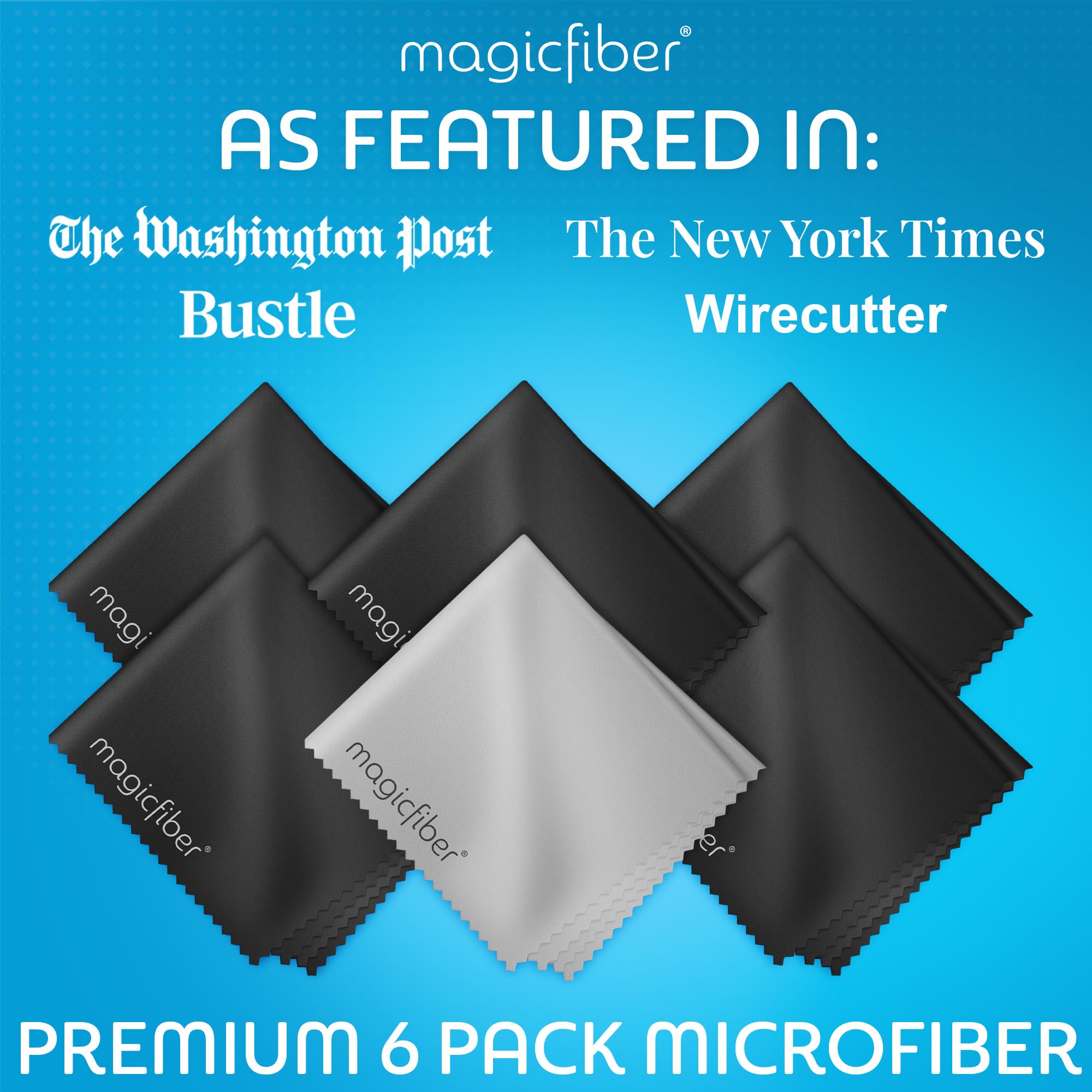 MagicFiber Microfiber Cleaning Cloth, Glasses Cleaner, Eyeglass Wipes, 6pk | Clean Eye Glasses, Lenses, Screens, Cameras, Sunglasses, Watches, Electronics, & More detail image 3