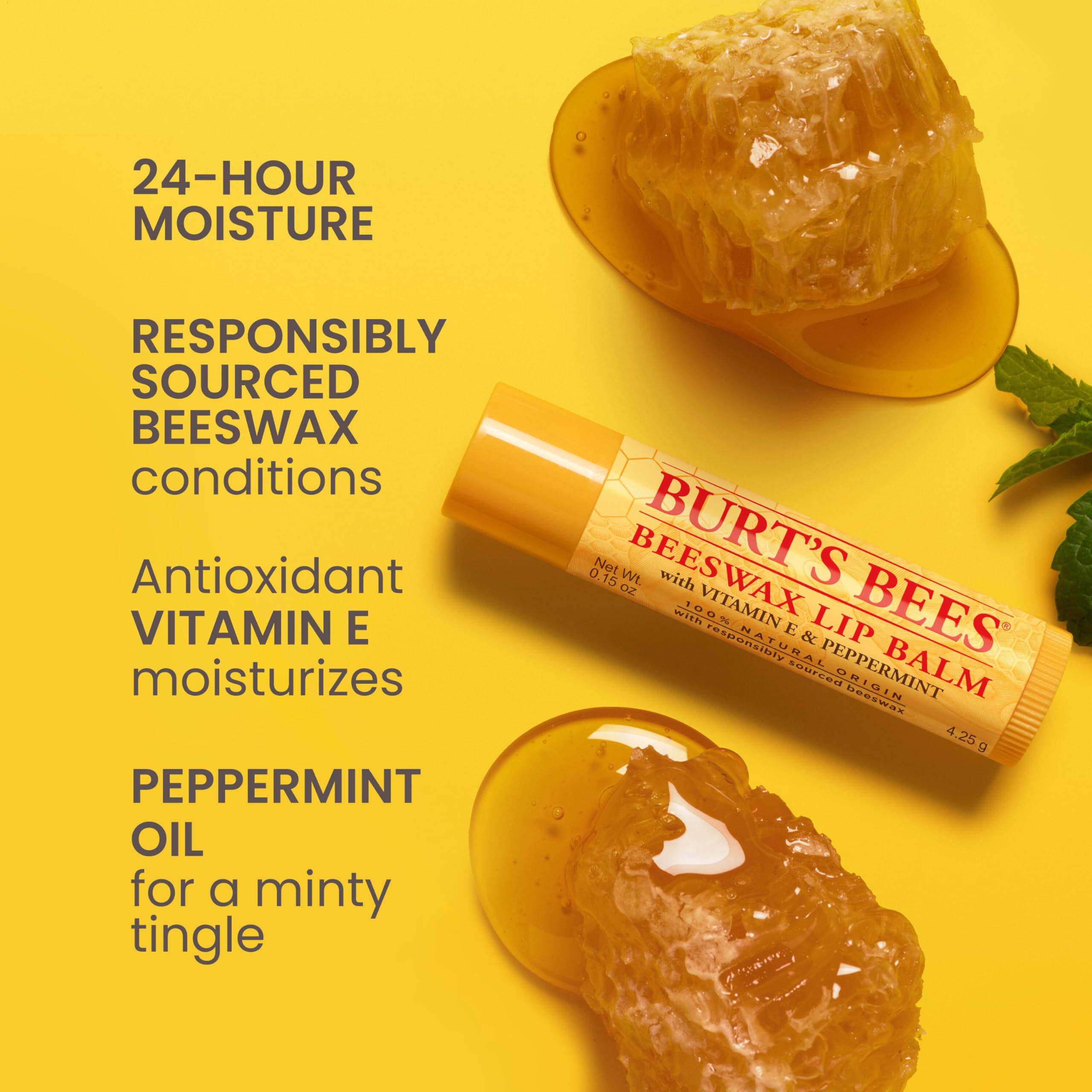 Burt's Bees 100% Natural Moisturizing Lip Balm (Original Beeswax) detail image 2