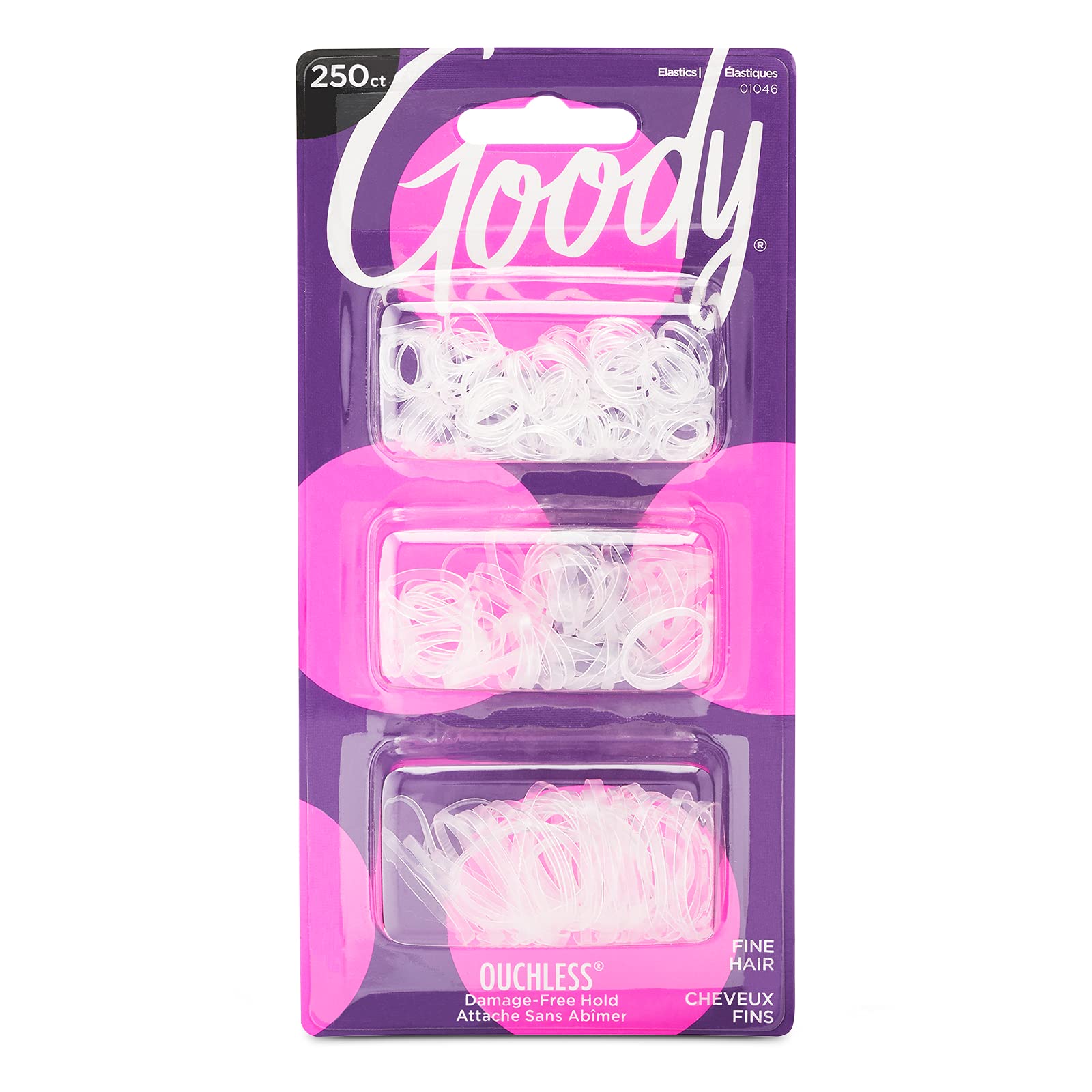 Goody Ouchless Polyband Hair Ties, 250 Ct, Clear, Latex Elastic Bands detail image 1