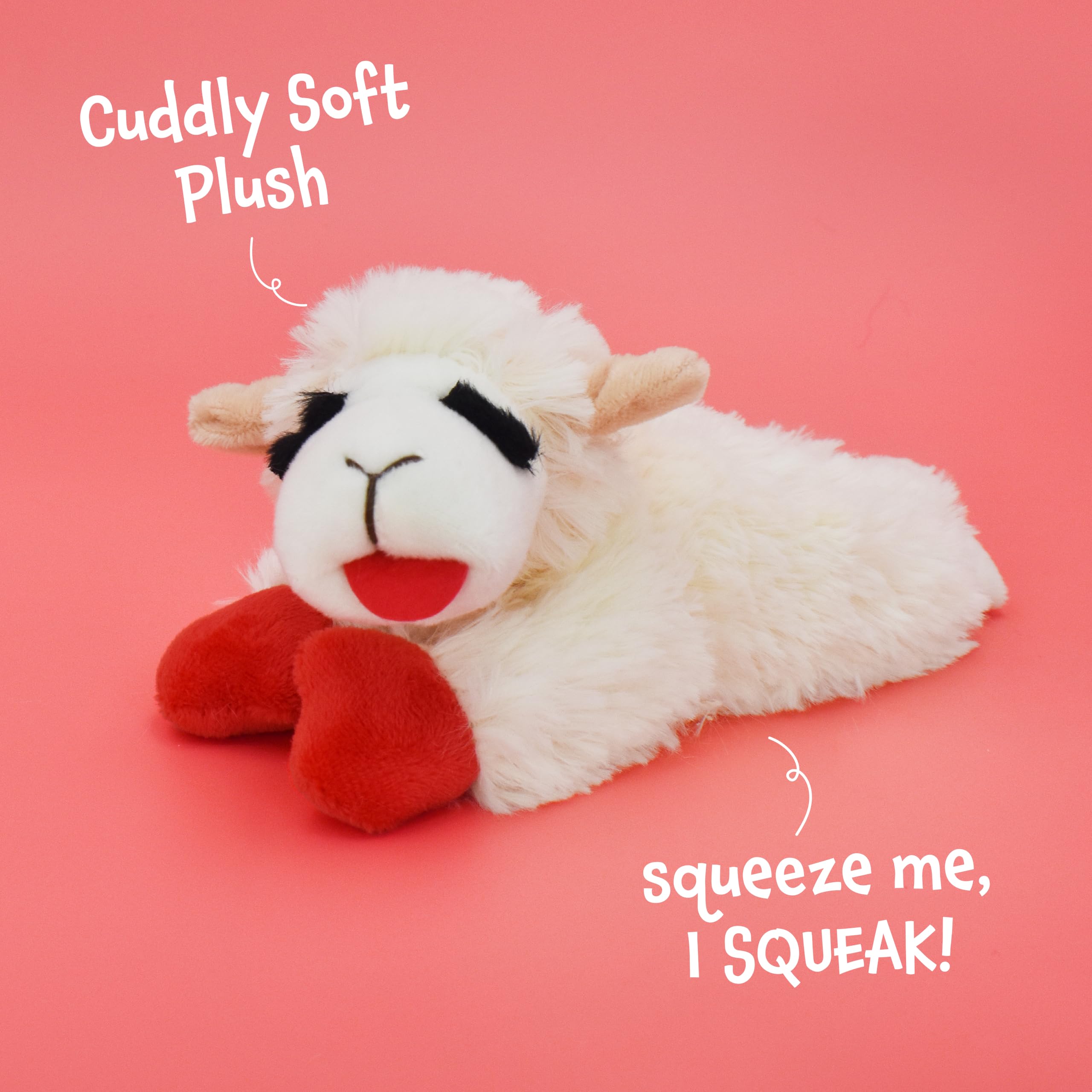 Multipet Lamb Chop Plush Dog Toy – Squeaky, Extra-Soft Stuffed Toy for Small Dogs (6", Cream) detail image 4