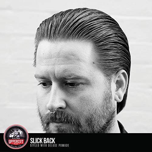 UPPERCUT DELUXE Deluxe Pomade for Men, Strong Hold High Shine Water Based Hair Pomade, EasyWashout for Slick Backs, Side Parts and Pompadours, Smooth Coconut Scent, 3. 5 oz / 100g detail image 9