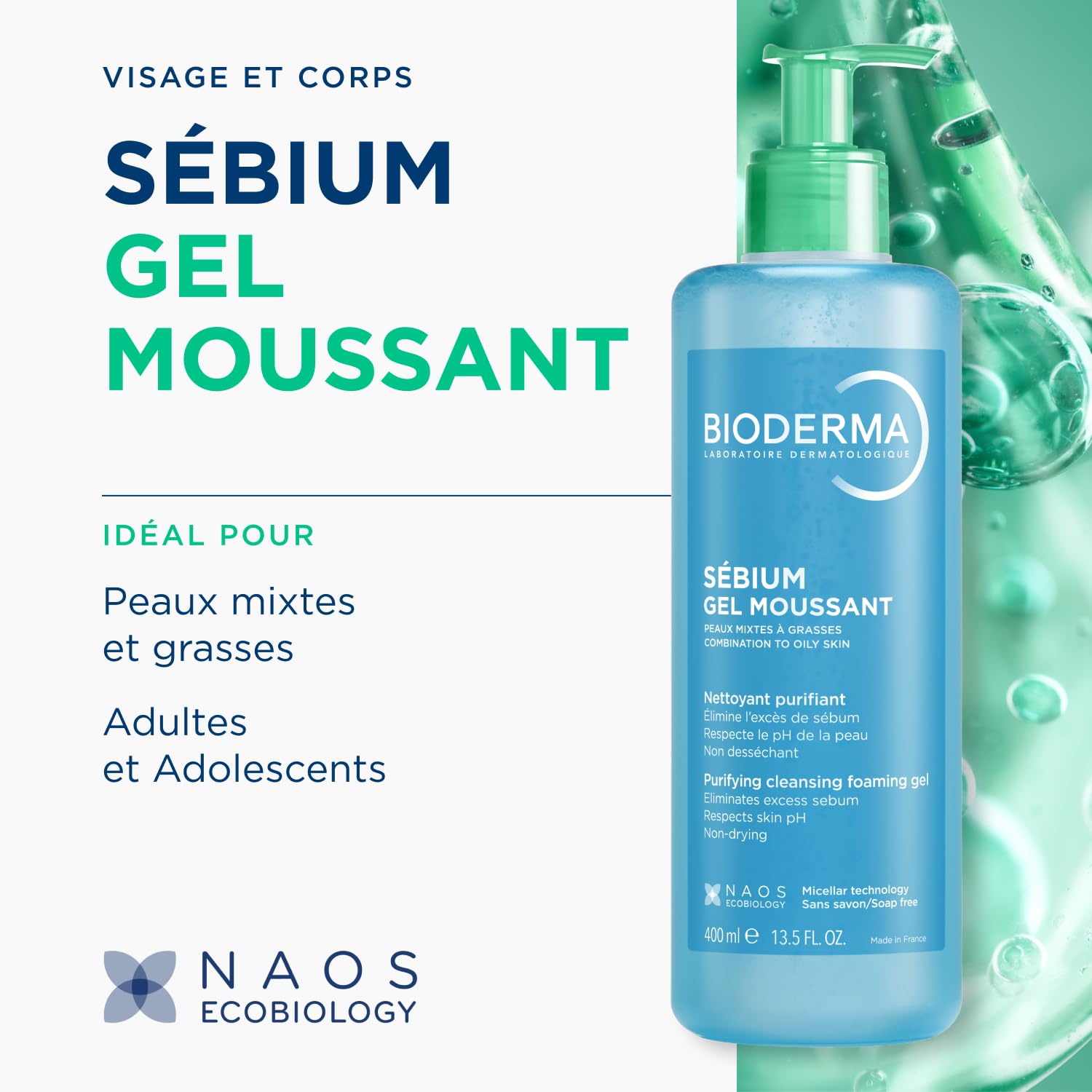 Bioderma Sébium Foaming Gel – Purifying Cleanser for Combination to Oily Skin detail image 2