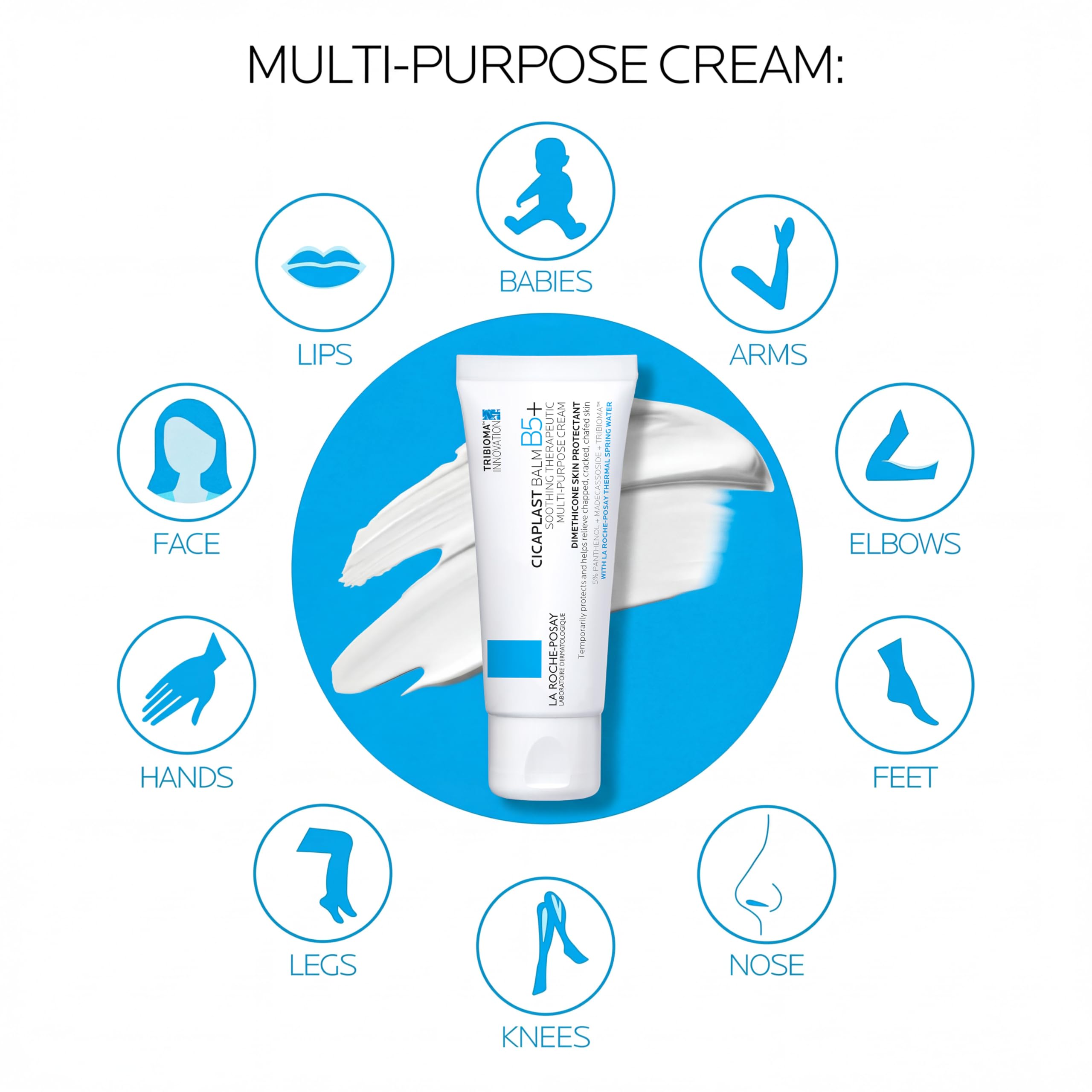 La Roche-Posay Cicaplast Balm B5 Skin Barrier Repair Cream with Centella Asiatica, Shea Butter & Panthenol | Multi-Purpose Healing Ointment for Dry, Irritated Skin | Face, Body & Hand Balm, Baby Safe detail image 5