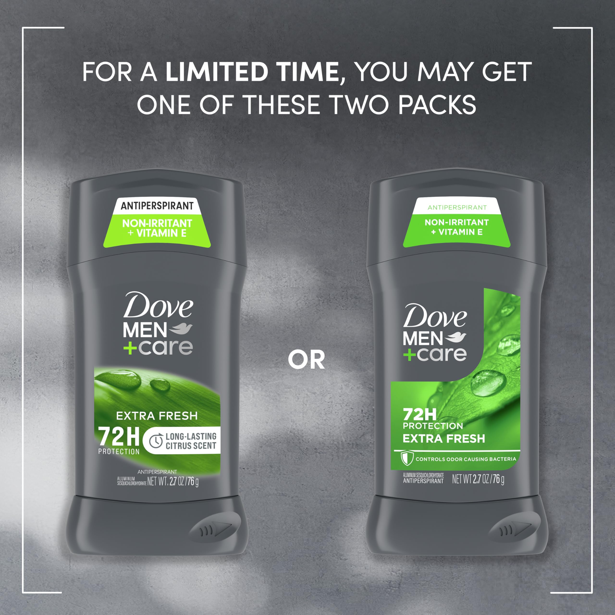 Dove Men+Care Extra Fresh Antiperspirant Deodorant Stick, Twin Pack, 2. 7 oz each detail image 3