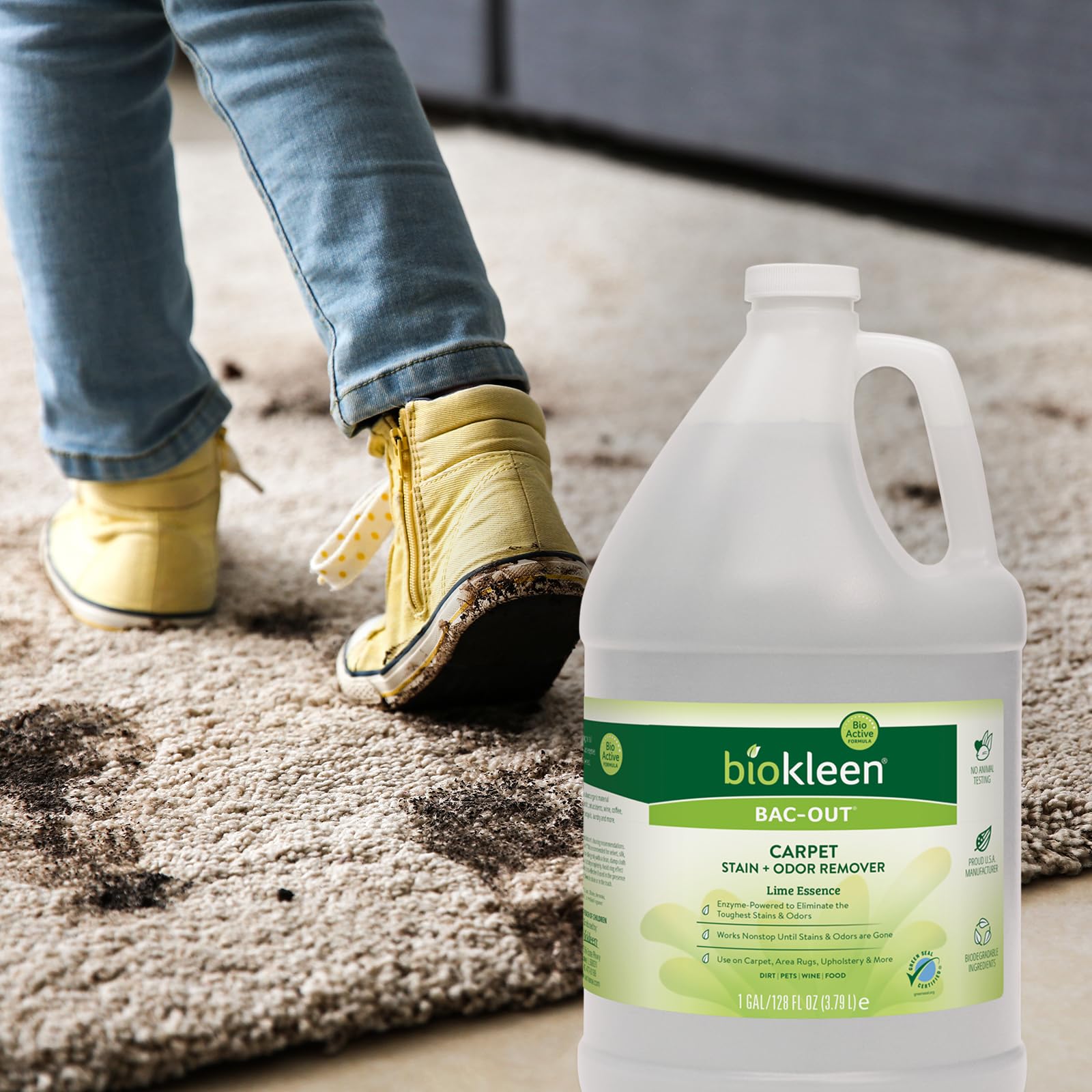 Biokleen Bac-Out Enzyme Cleaner and Stain & Odor Remover for Pet Stains, Laundry, Diapers, Wine, Carpets, & More, Eco-Friendly, Non-Toxic, Lime Scent, 128 Ounces detail image 8