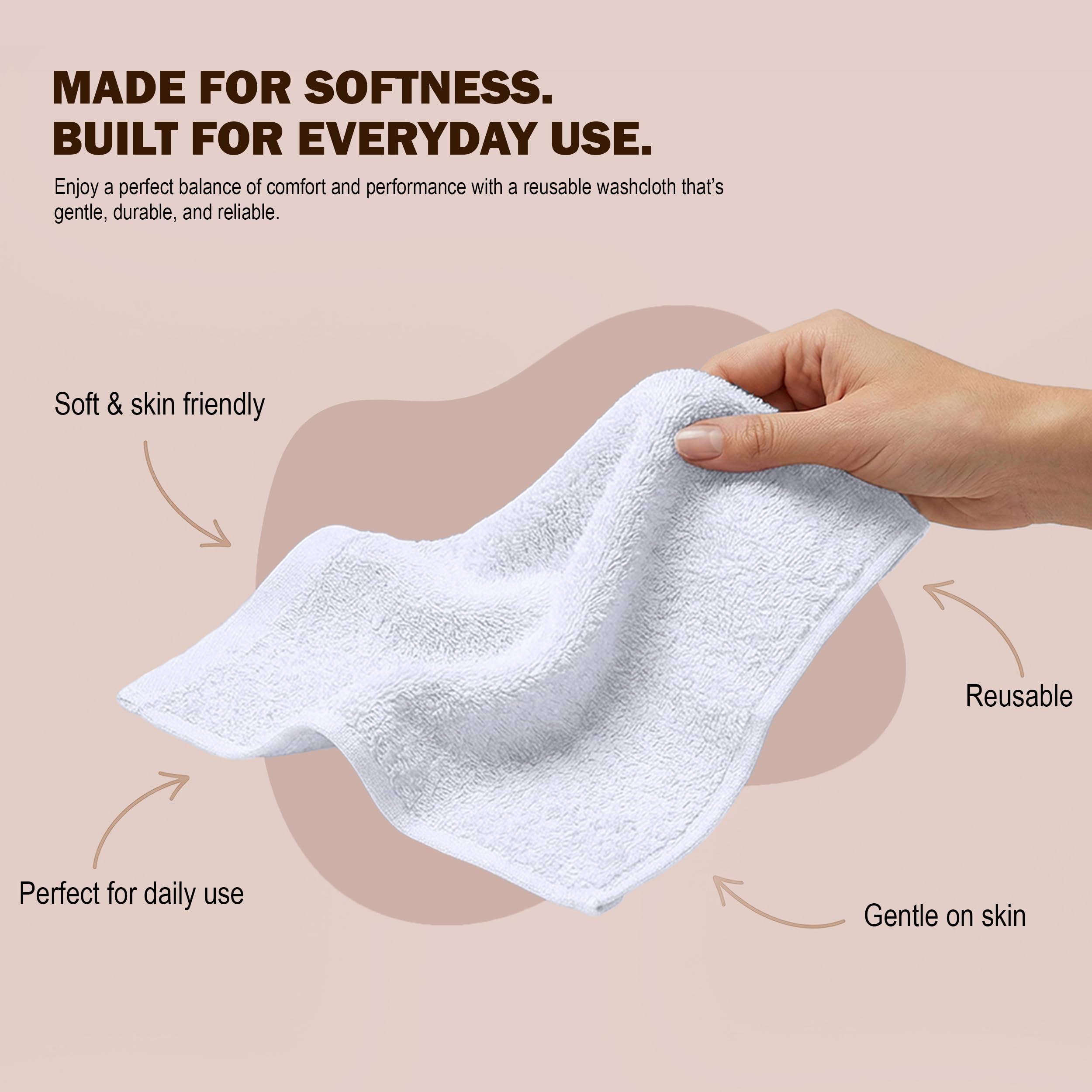 Utopia Towels 24 Pack Washcloths, 12x12 In, 100% Cotton, White detail image 3