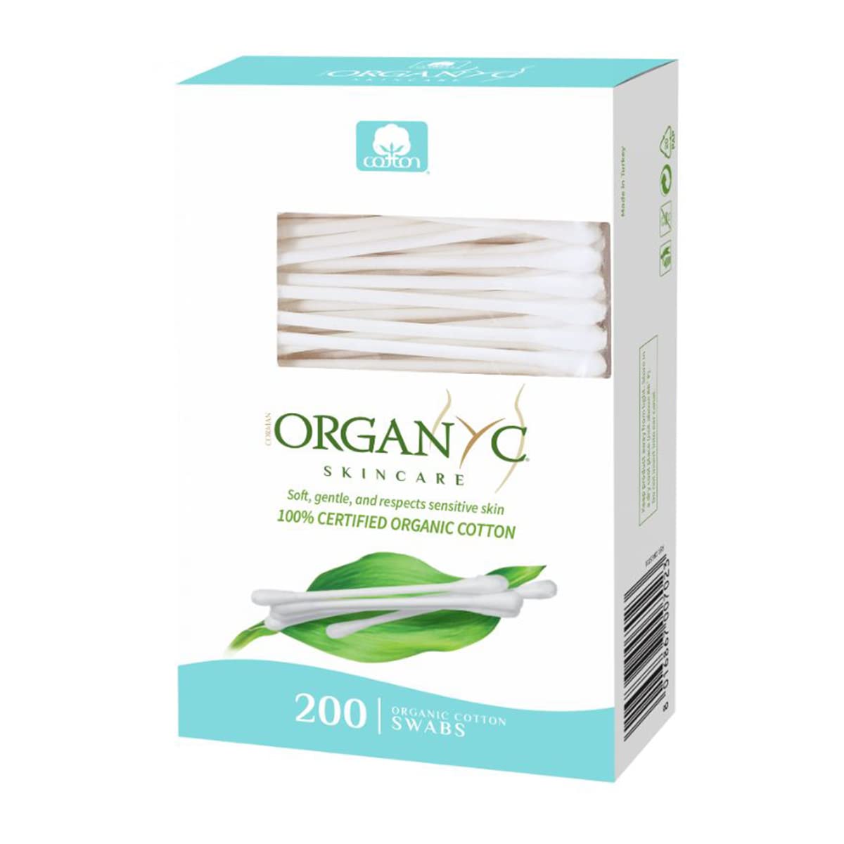 Organyc 100% Certified Organic Cotton Swabs - No Man-Made Materials, 200 Count, White detail image 1