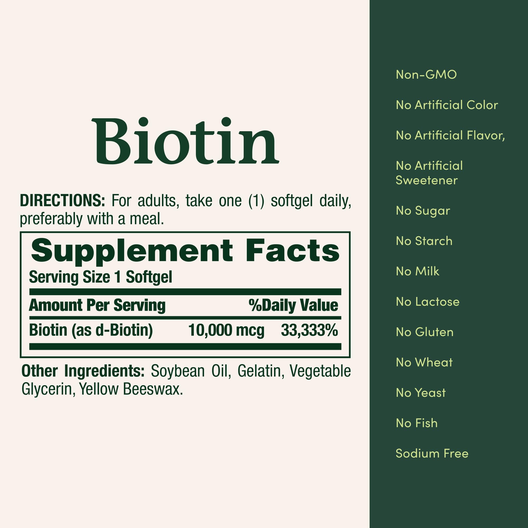 Nature's Bounty Biotin Hair, Skin & Nails Vitamins, 10,000 mcg, 120 Softgels detail image 5
