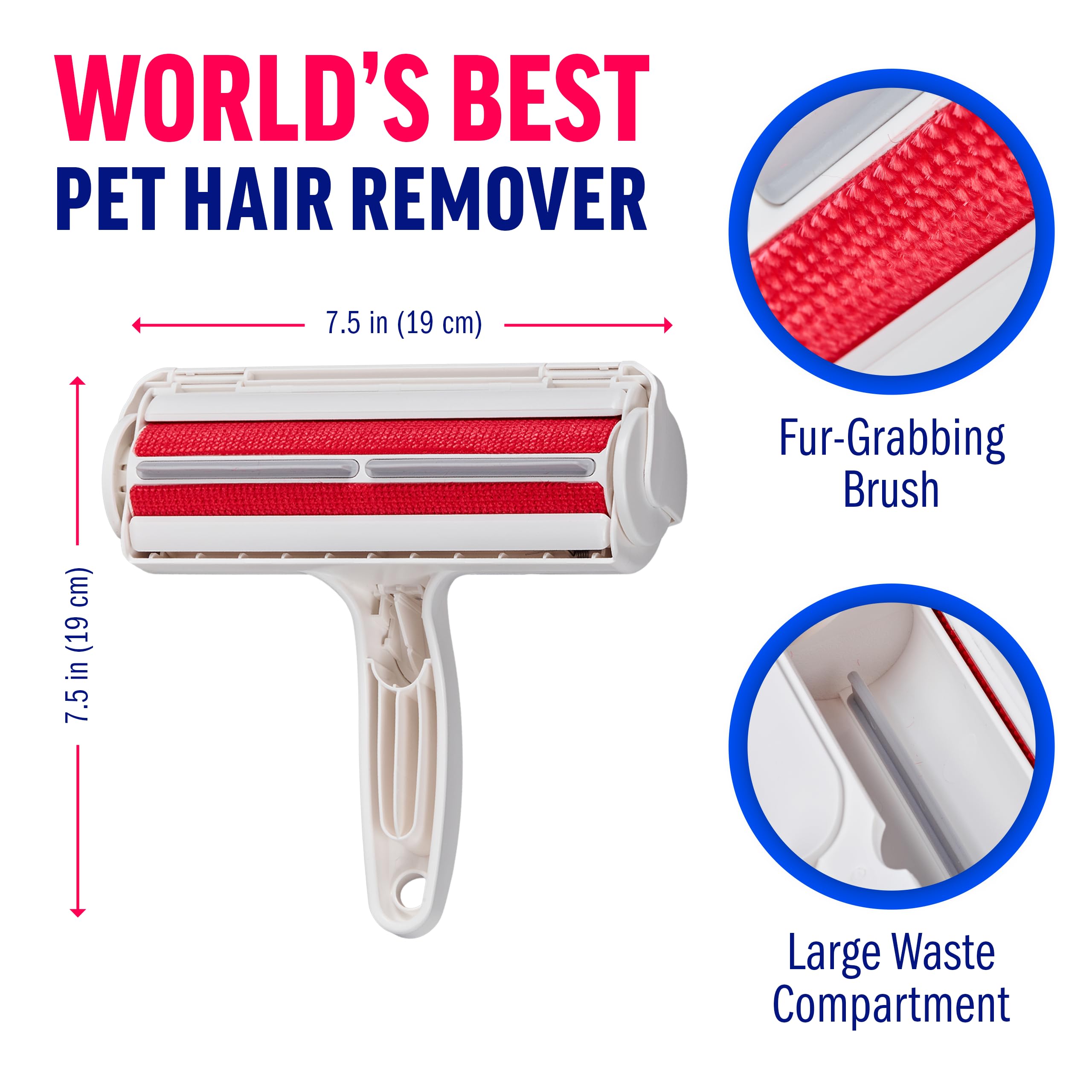 ChomChom Roller Pet Hair Remover – Original Size Reusable Lint Roller for Cat & Dog Hair on Furniture, Couch, Carpet, Car, Rugs & Bedding – Portable, Eco-Friendly (White) detail image 8