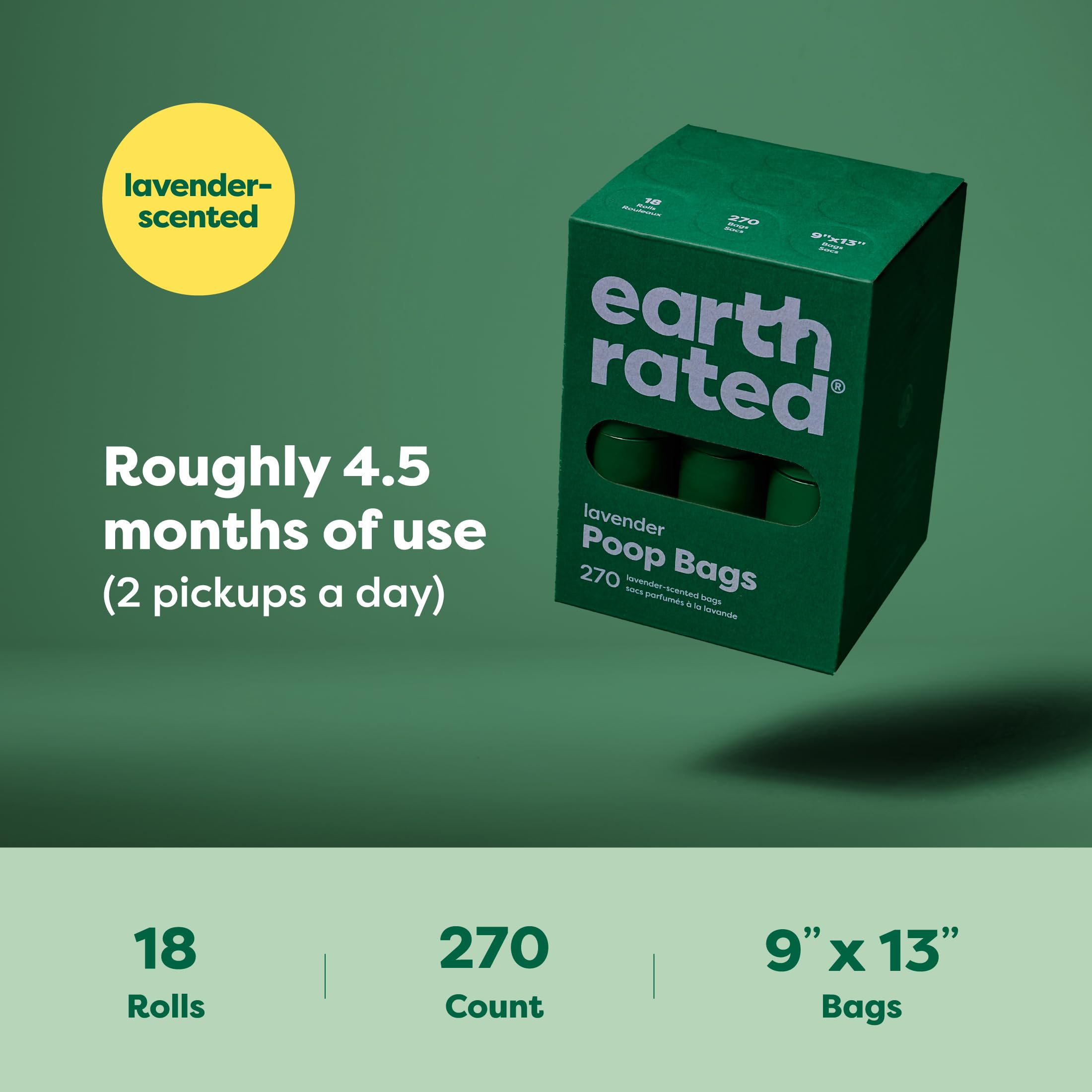 Earth Rated Lavender Scented Dog Waste Bags, Extra Thick Leak-Proof Refill Rolls, 270 Count detail image 6