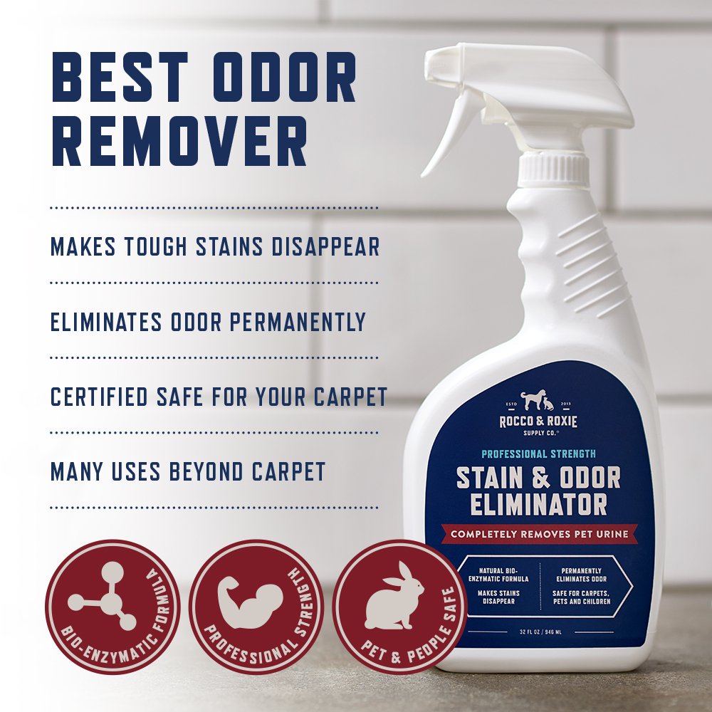 Rocco & Roxie Supply Co. Stain & Strong Odor Eliminator, Enzyme Cleaner, Pet Odor Eliminator for Home - Carpet Stain Remover for Cats & Dog Pee - Urine Destroyer - Carpet Cleaner Spray Clear, 32 Fl Oz detail image 5