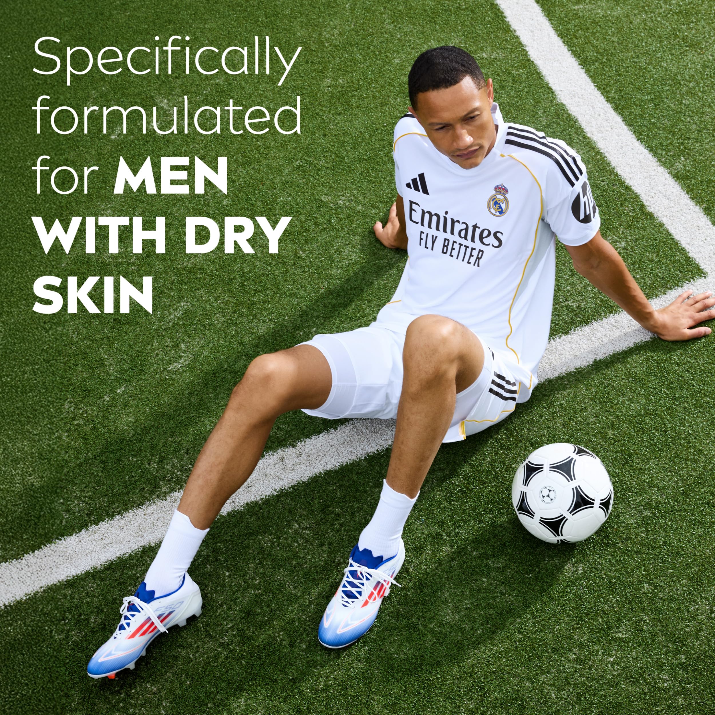 NIVEA MEN Real Madrid Limited Edition Design Maximum Hydration 48-Hour Moisture Body Lotion for Dry Skin, Aloe Vera Lotion for Men, 3-in-1 Body, Face and Hands, 16. 9 Fl Oz Bottle detail image 8