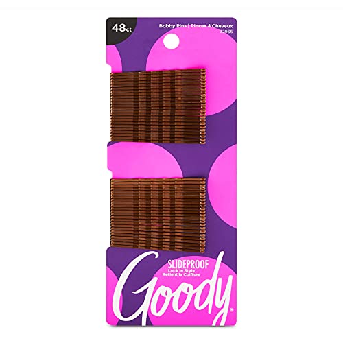 Goody SlideProof Bobby Pins, 48 Ct, Brunette Brown, High Gloss Bobby Hair Pins for Styling, Lock In Style, Comfortable, Pain-Free Styling Accessories for Women & Men, All Hair Types detail image 9