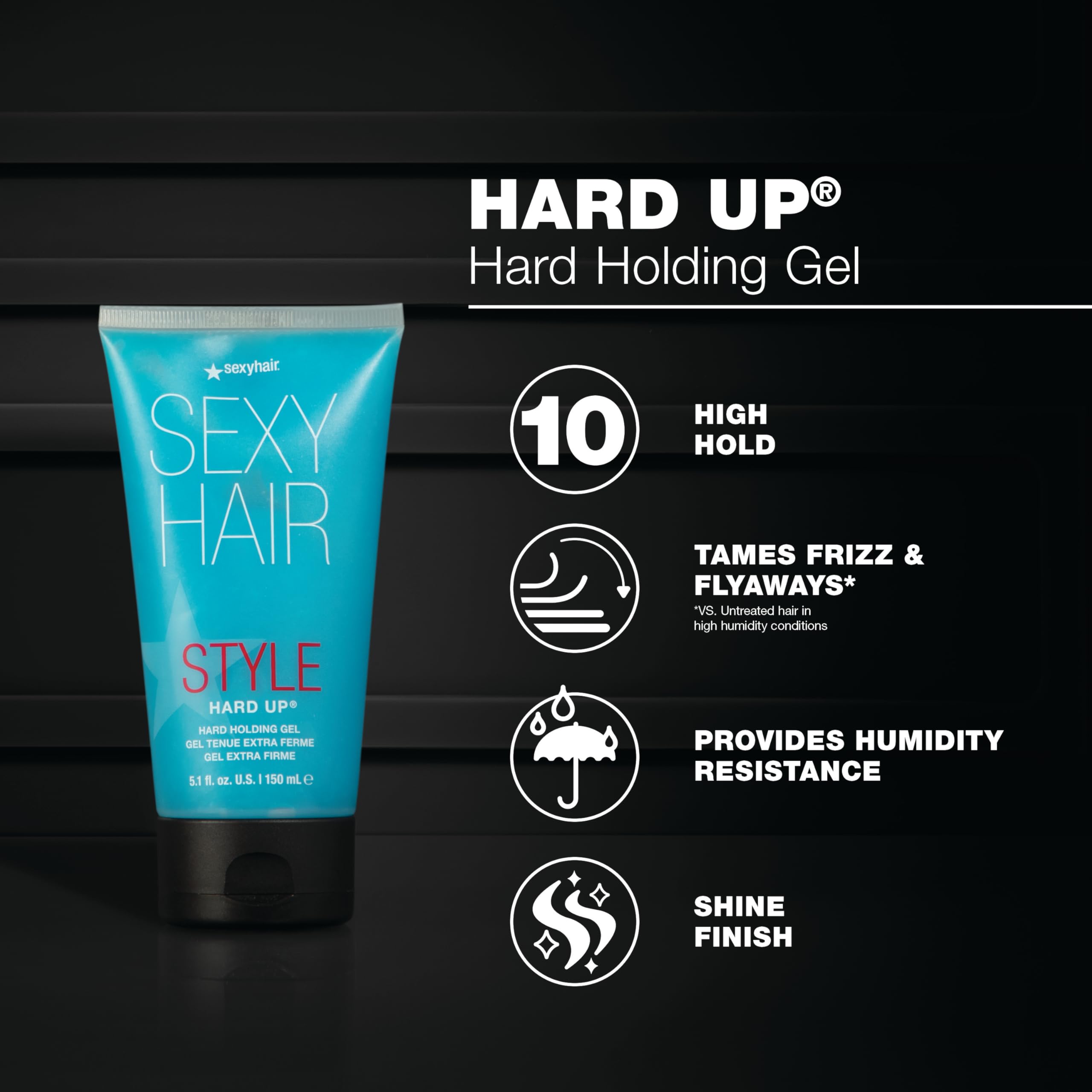 SexyHair Style Hard Up Hard Holding Gel | Extreme Hold | Non-Flaking Formula | All Hair Types detail image 4