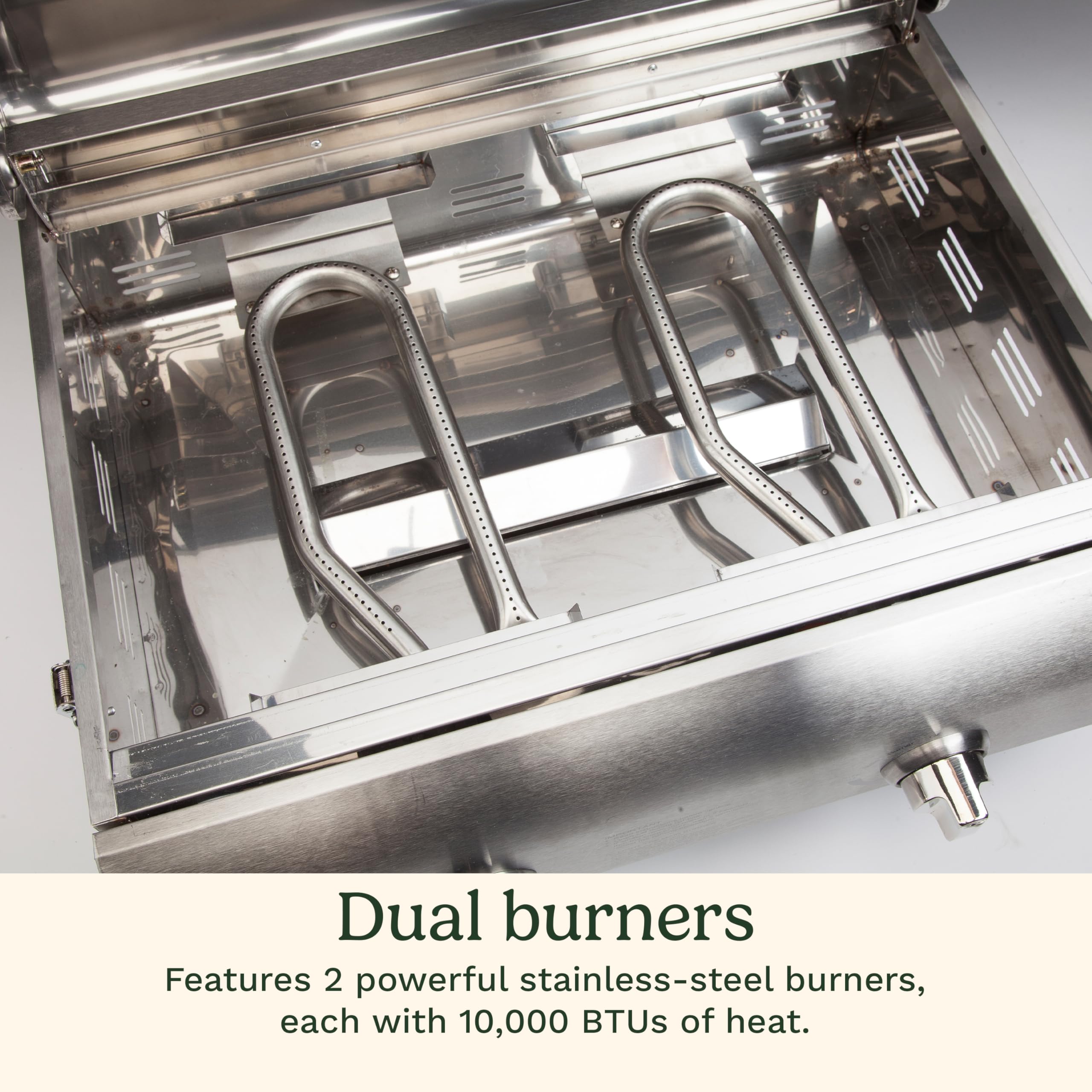 Cuisinart Chef's Style Tabletop Portable Propane Grill, 20,000 BTU Stainless Steel 2-Burner Outdoor Gas Grill for Camping, Tailgates, BBQ, Hassle-Free Setup, Twist-Start Ignition, CGG-306 detail image 4