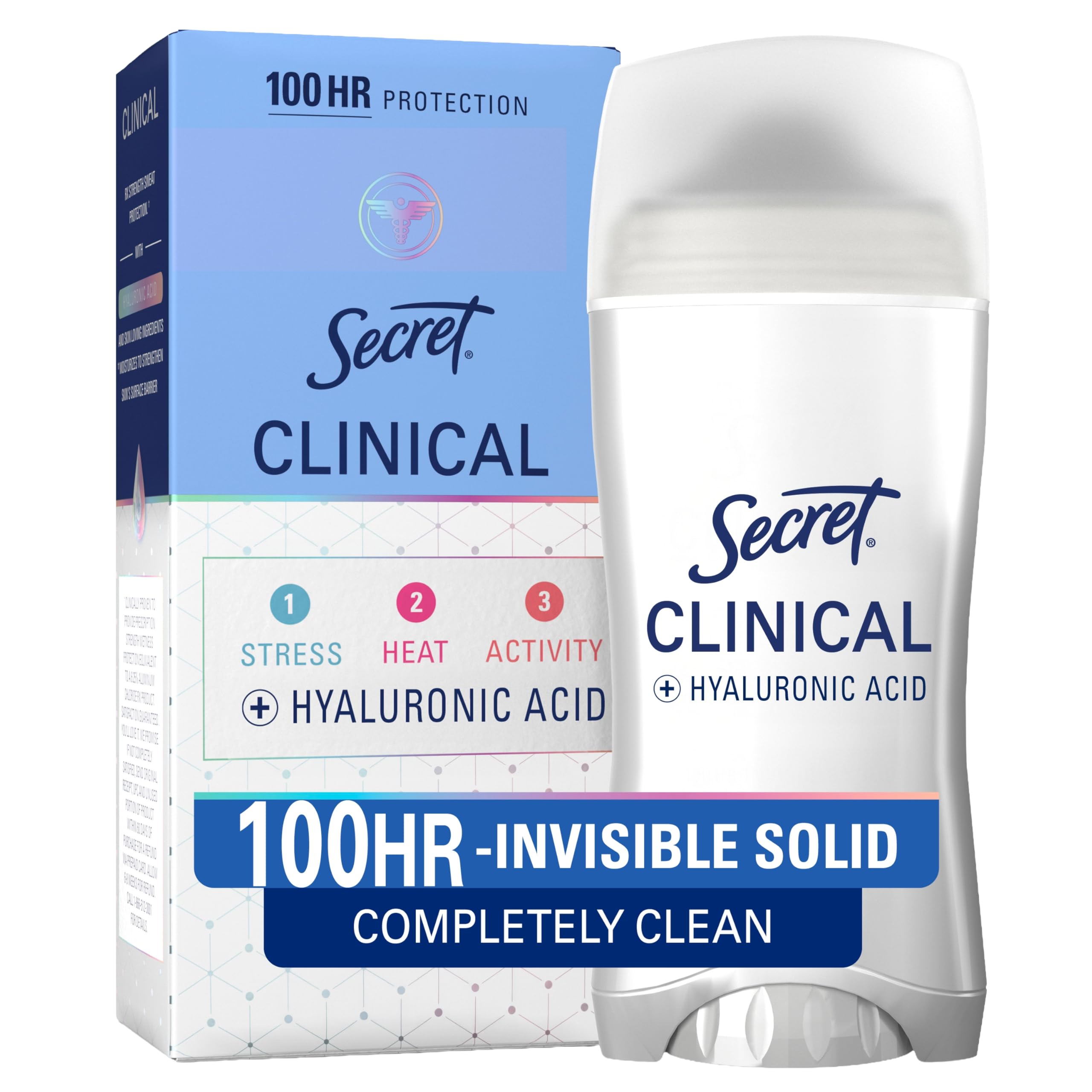 Secret Clinical Strength Invisible Solid Antiperspirant Deodorant for Women, 2. 6 oz (≈74 g) — Up to 100 Hours Sweat & Odor Protection detail image 1