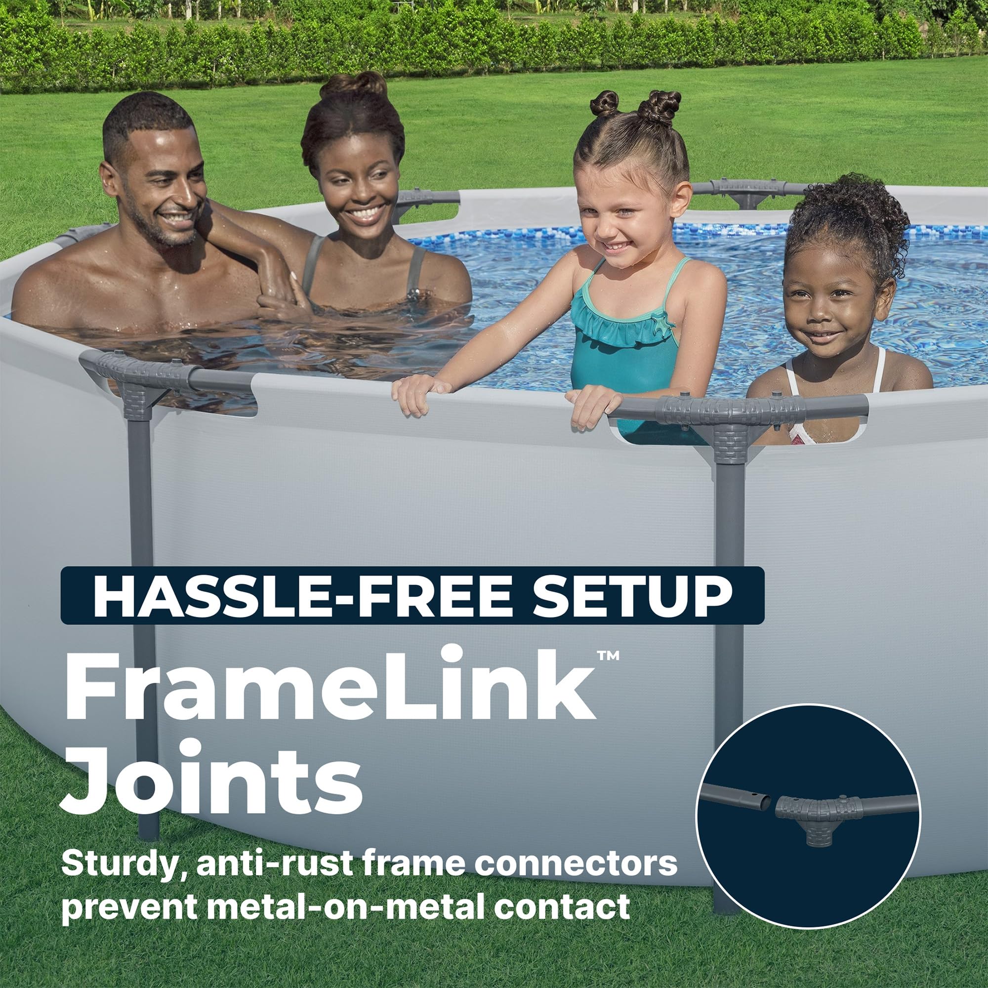 Bestway Steel Pro MAX 10' x 30" Above Ground Round Pool with Metal Frame, Filter Pump & Type I Cartridge, Stacked Stone Print detail image 5