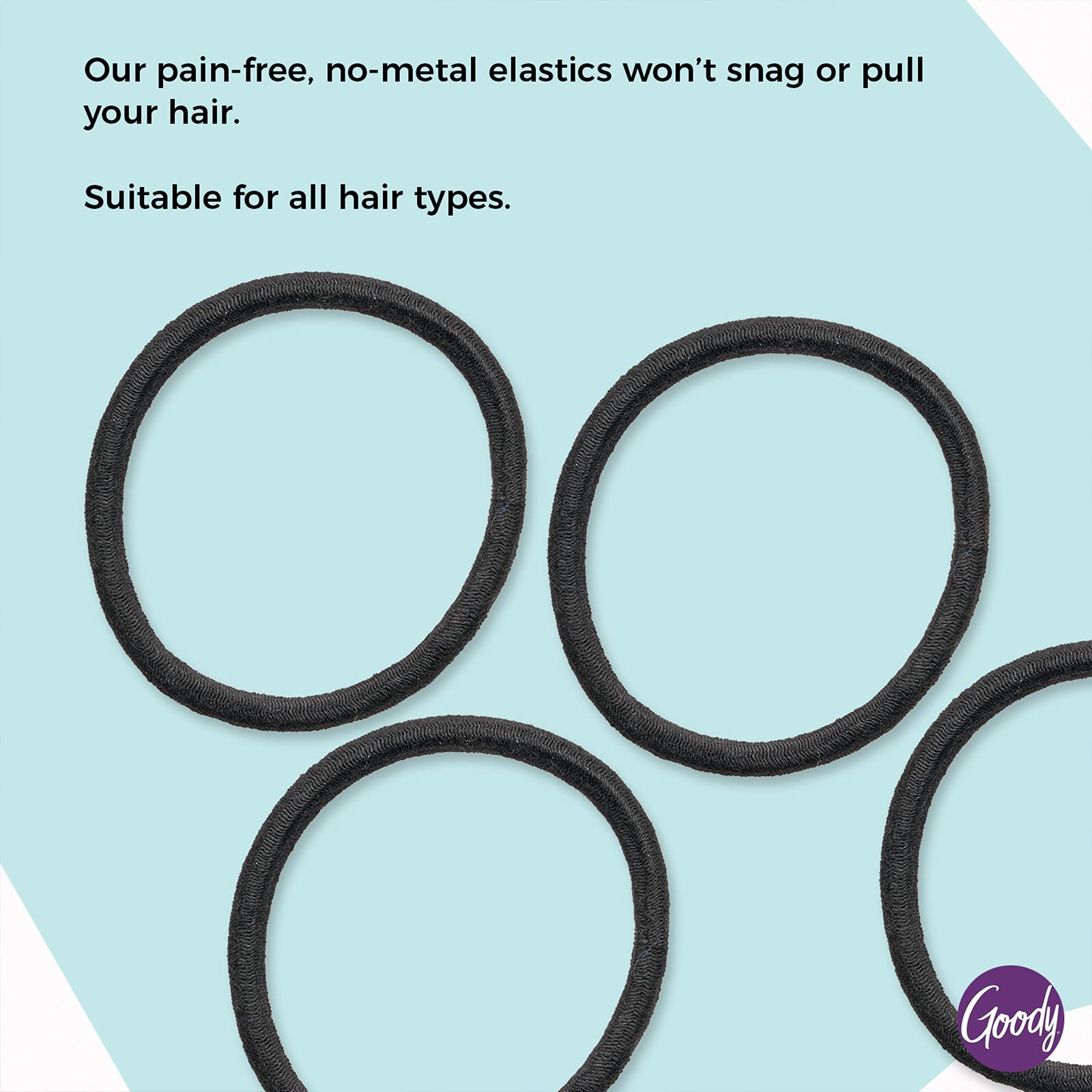 Goody No-Pain Elastic Hair Ties, 30 Pack, Black, Approx. 4mm detail image 3