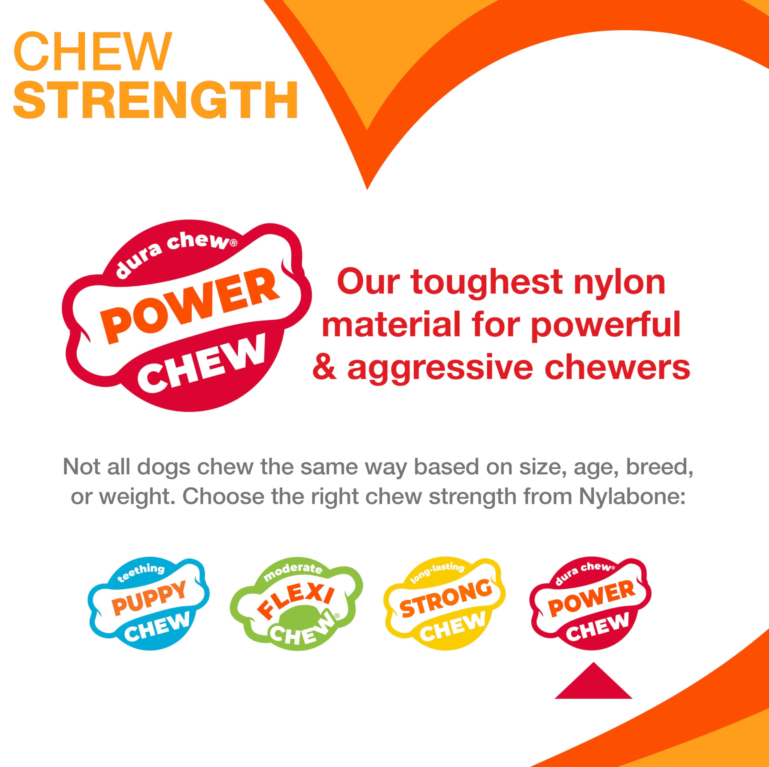 Nylabone Original Bone Power Chew Toy for Dogs, Durable Nylon Chew for Aggressive Chewers, Long-Lasting Bacon, Chicken & Peanut Butter Flavors, Small (Up to 25 lb), 1 Count detail image 4