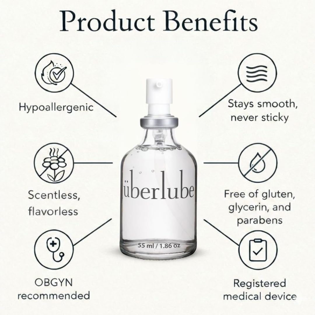 Uberlube Premium Silicone Lubricant, 1. 86 fl oz – Unscented, Long‑Lasting, Water‑Resistant, Non‑Sticky detail image 2