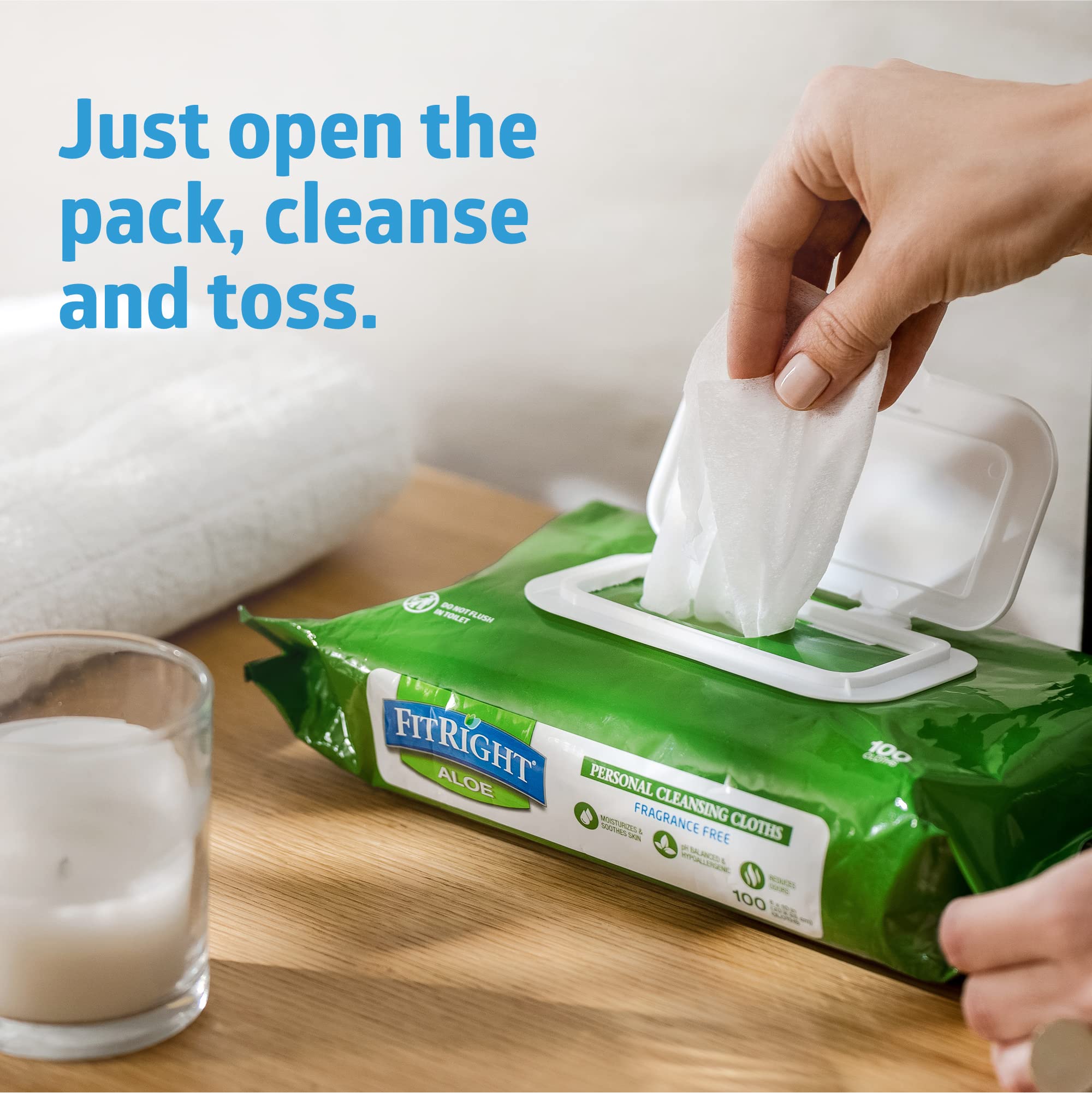 FitRight Personal Cleansing Wipes with Aloe 8x10 Unscented 600 Count detail image 6