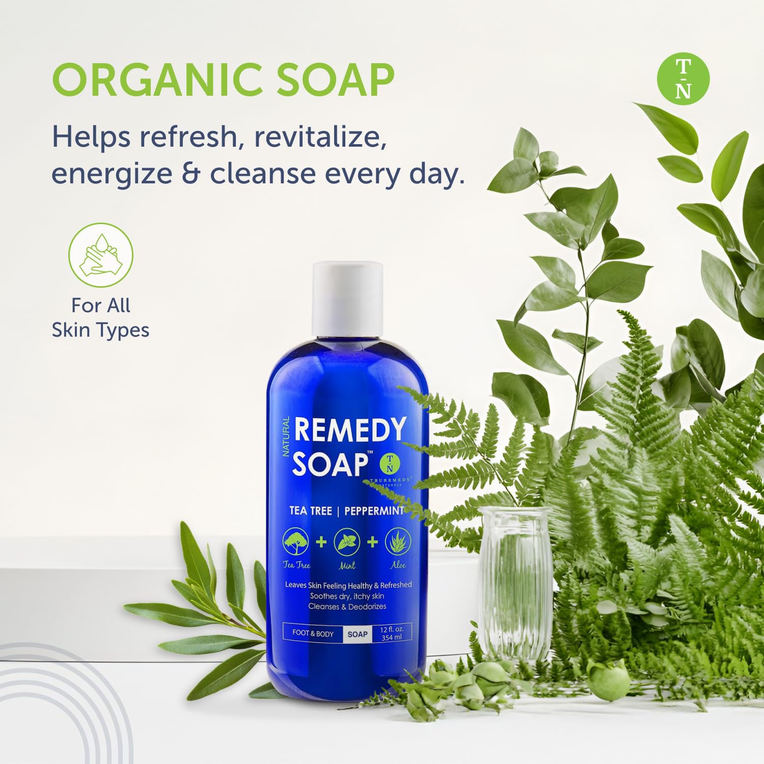 Truremedy Naturals Body Wash — Tea Tree & Mint (12 oz) detail image 2
