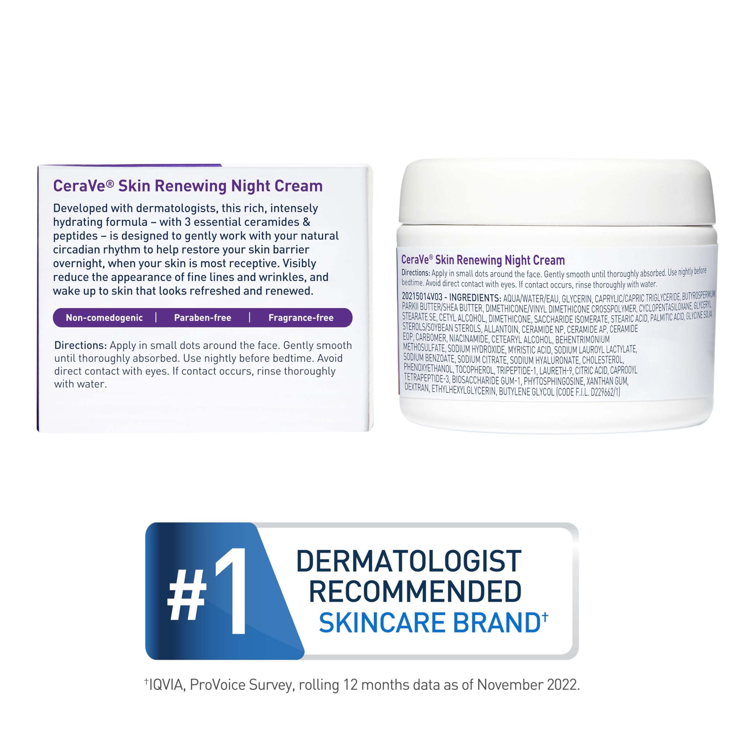 CeraVe Night Cream, Facial Moisturizer with Peptides & Niacinamide, 1. 7oz detail image 5
