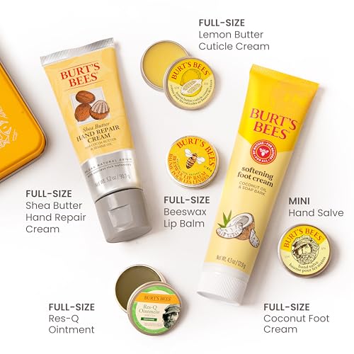 Burt's Bees Classics Gift Set – 6-Piece Tin (Cuticle Cream, Hand Salve, Lip Balm, Res-Q Ointment, Hand Repair, Coconut Foot Cream) detail image 9