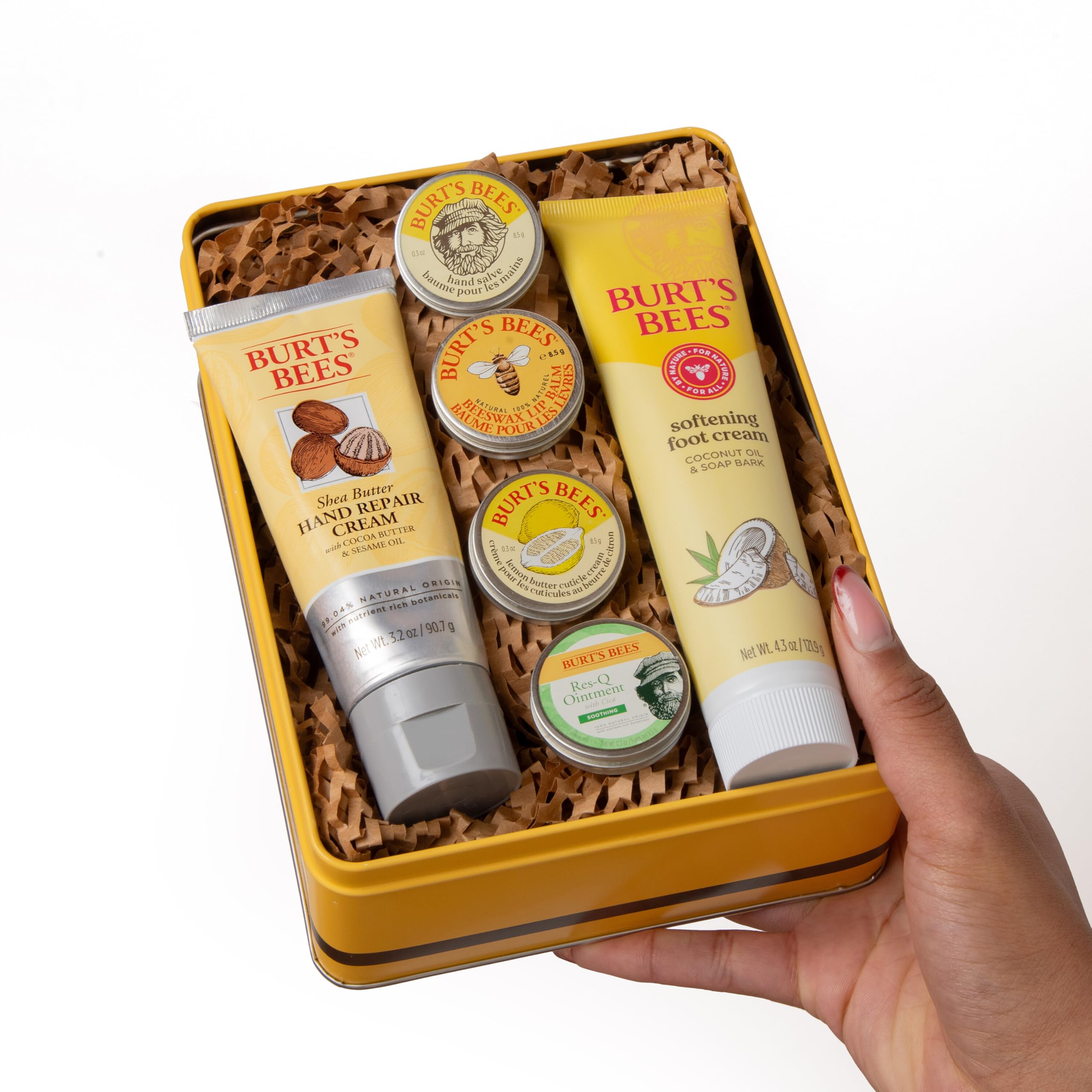 Burt's Bees Classics Gift Set – 6-Piece Tin (Cuticle Cream, Hand Salve, Lip Balm, Res-Q Ointment, Hand Repair, Coconut Foot Cream) detail image 5