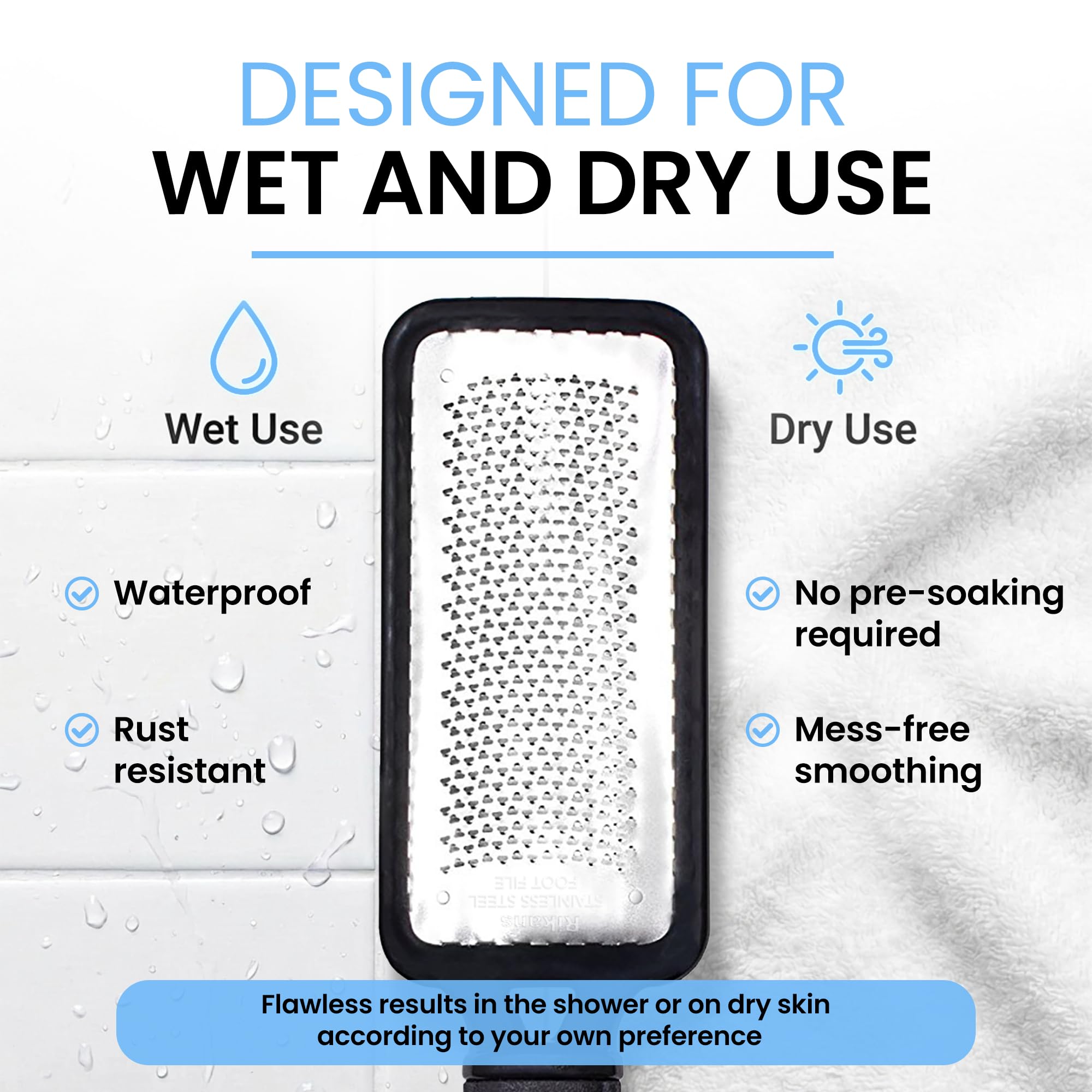Colossal Foot rasp Foot File and Callus Remover. Best Foot Care Pedicure Metal Surface Tool to Remove Hard Skin. Can be Used on Both Wet and Dry feet, High Grade Stainless Steel File detail image 3