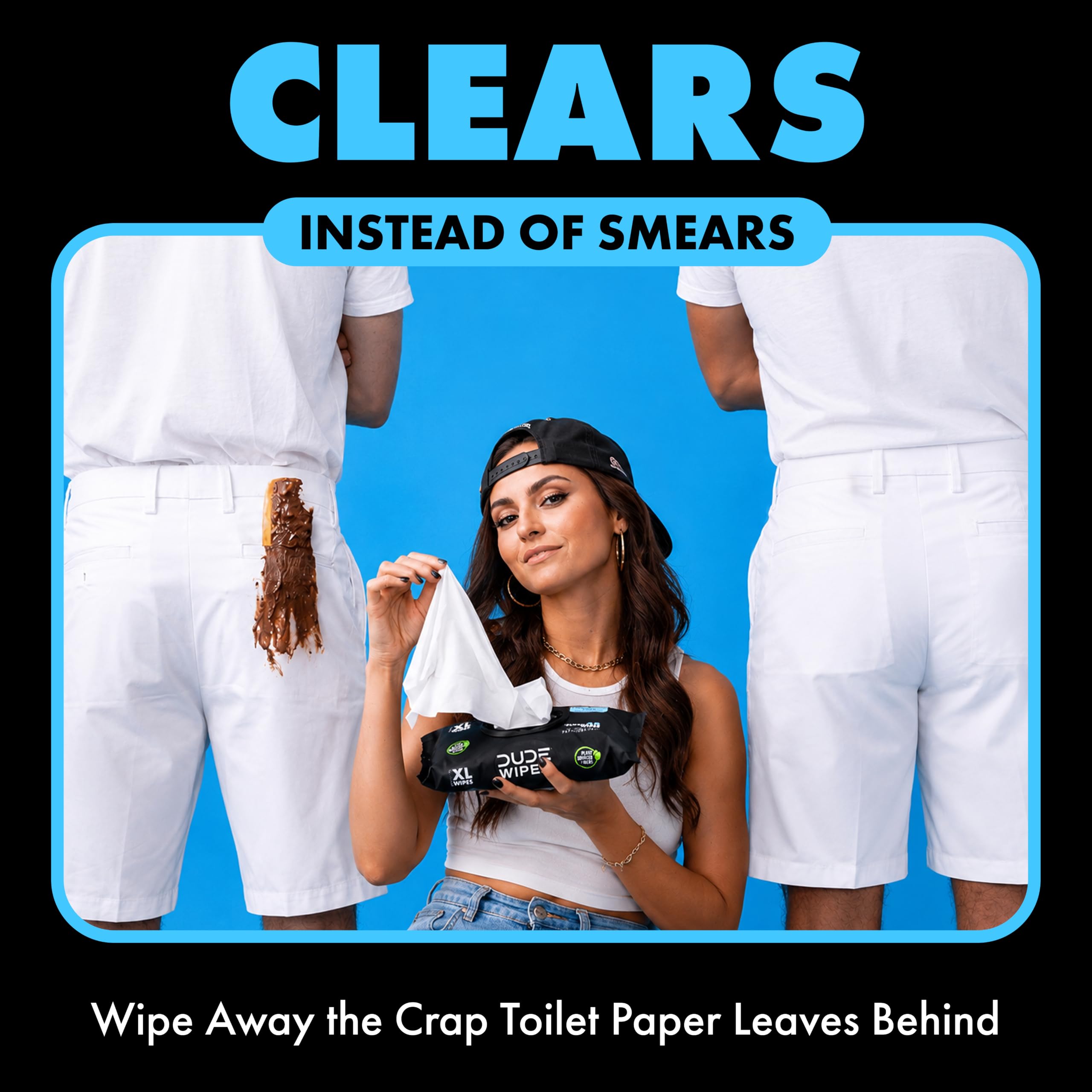 DUDE Wipes Unscented Adult Flushable Wet Wipes, Sensitive Skin, 288 Count | 6 packs of 48 extra large flushable butt wipes. Hypoallergenic plastic-free wipes. 99% water, vitamin E, aloe. Septic safe. detail image 6