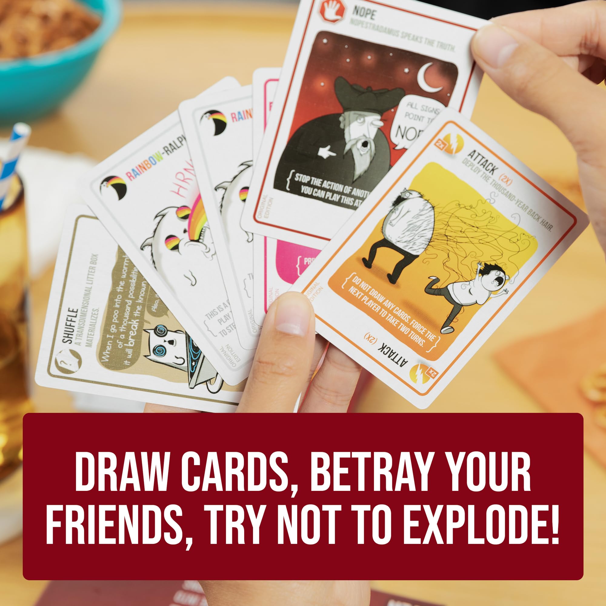 Exploding Kittens Original Edition - 2-5 Players - Ages 7+ - 15 Minutes to Play - High Stakes Card Game - Party Game, Family Game Night, Kid and Adult Card Game detail image 4