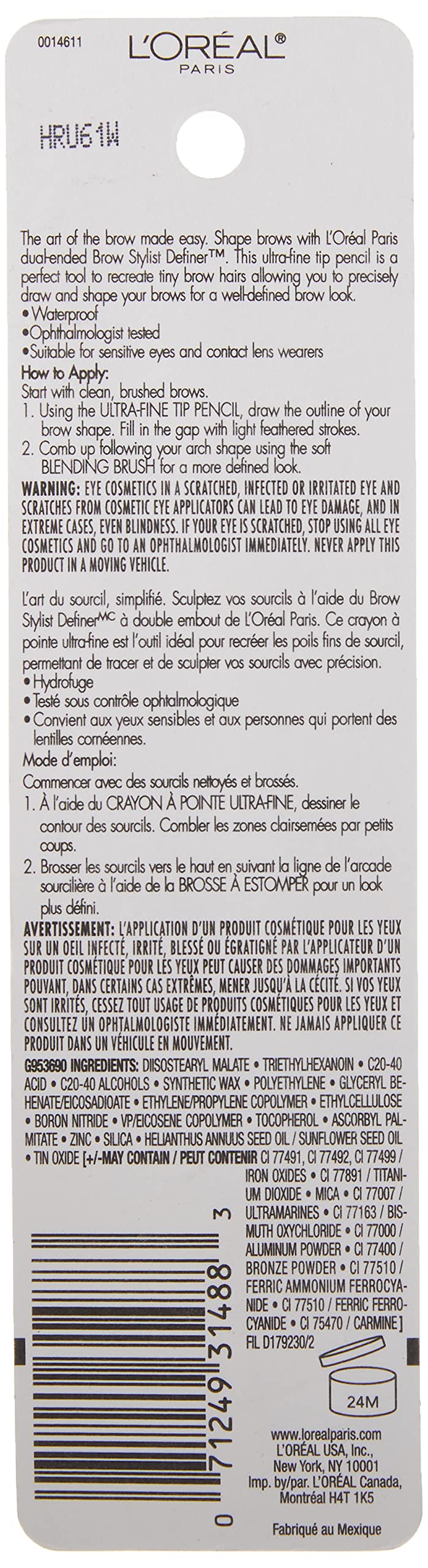 L'Oreal Paris Brow Stylist Definer Waterproof Eyebrow Pencil, Ultra-Fine Mechanical Pencil, Brunette, 0. 003 oz (1 Count) detail image 3