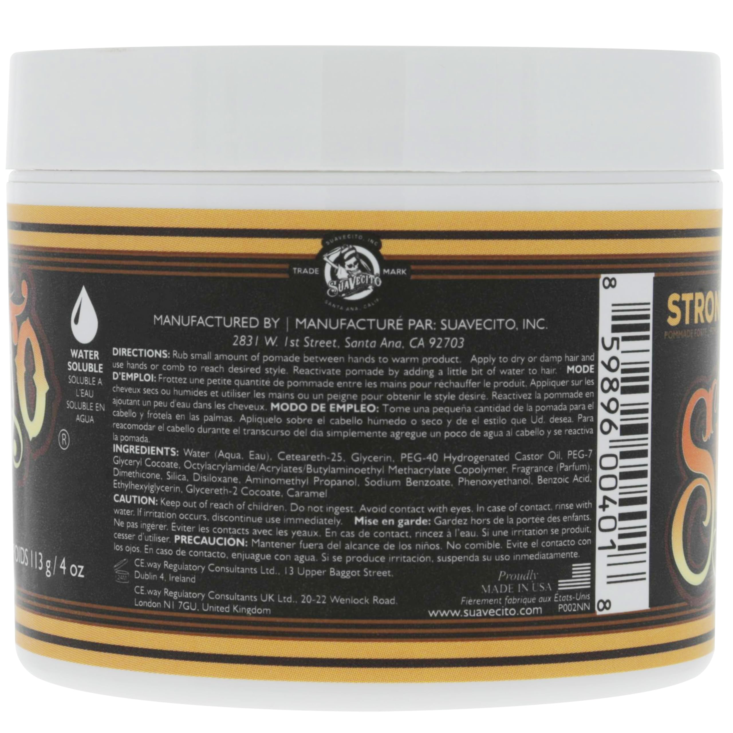 Suavecito Pomade Firme (Strong) Hold, 4 oz – Water-Soluble Pomade with Medium Shine detail image 2