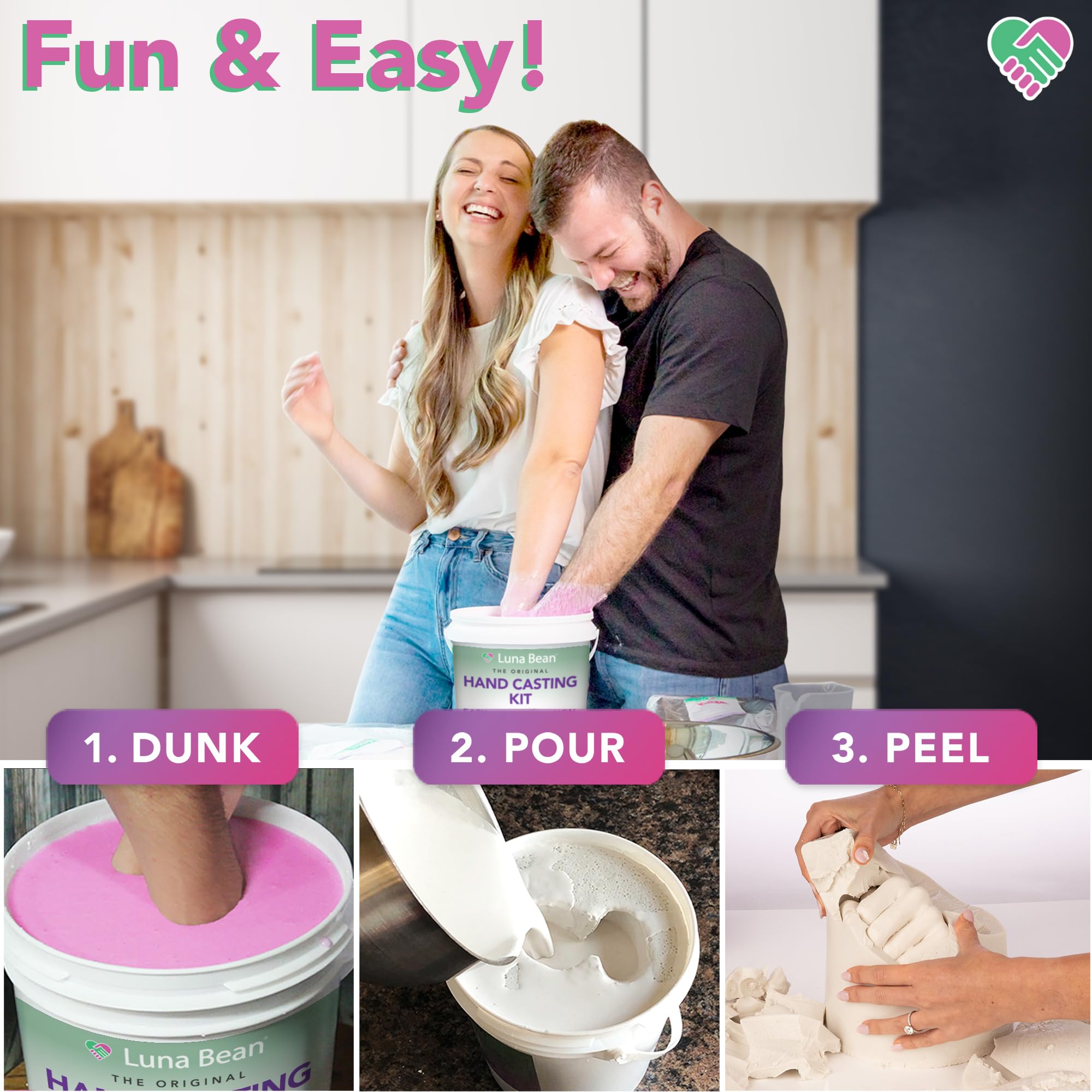 Luna Bean Hand Casting Kit – Couples Keepsake Hand Mold Kit for Anniversaries, Engagements, Weddings detail image 4
