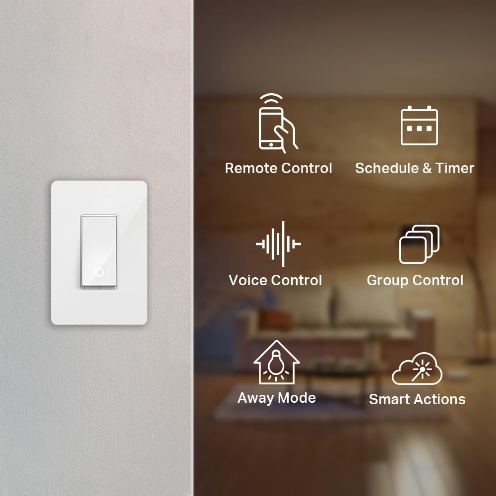 Kasa Smart Light Switch HS200, Single Pole, Needs Neutral Wire, 2.4GHz Wi-Fi Light Switch Works with Google Home, UL Certified, No Hub Required, White detail image 2