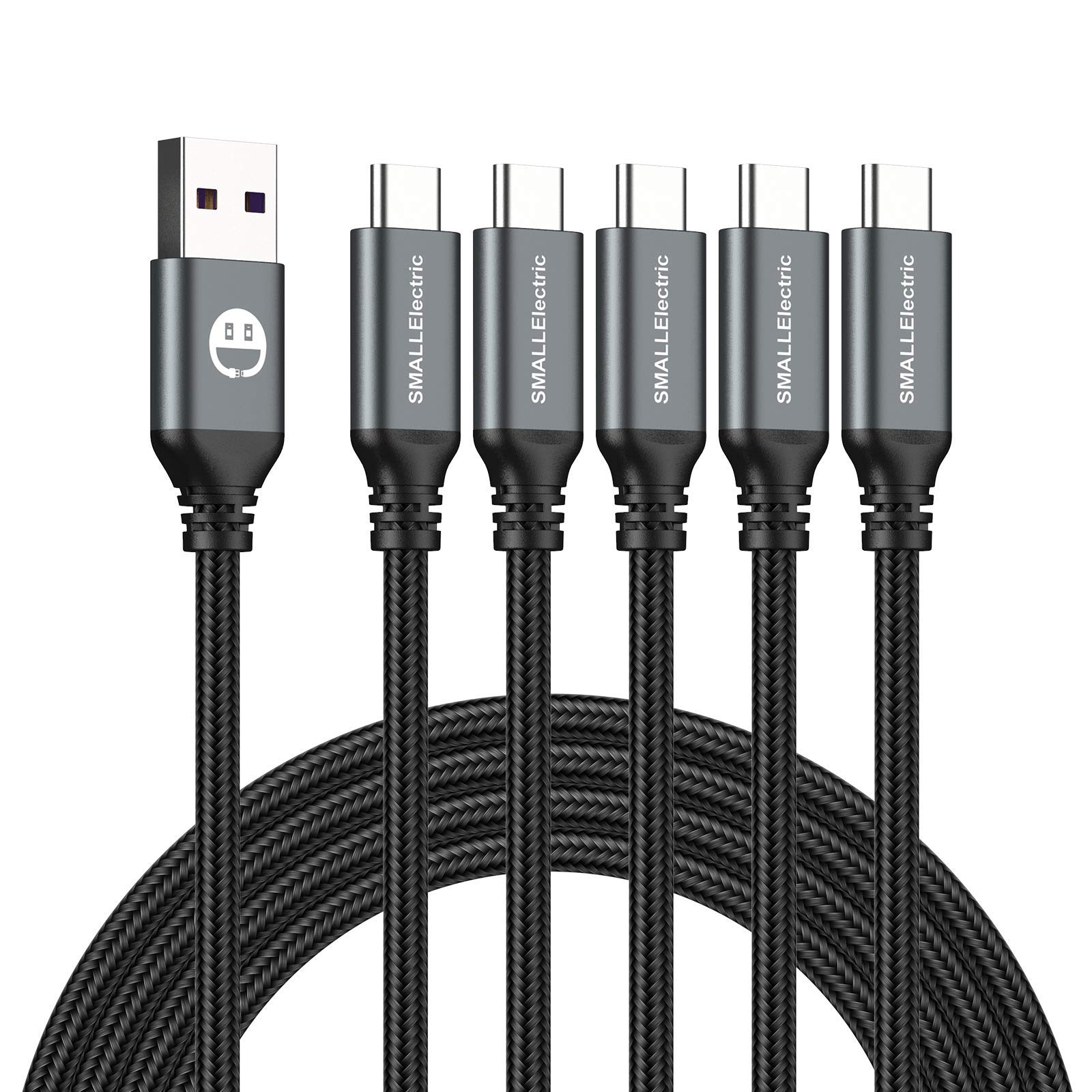 USB Type C Cable (5-Pack 3FT) - Nylon Braided Fast Charging for iPhone 15/16/17 & Samsung Galaxy Note S20 S10 S9 S8 Plus LG V50 V40 G8 G7 | Car Charger For iPhone | USB-A to USB-C | CarPlay Compatible detail image 1