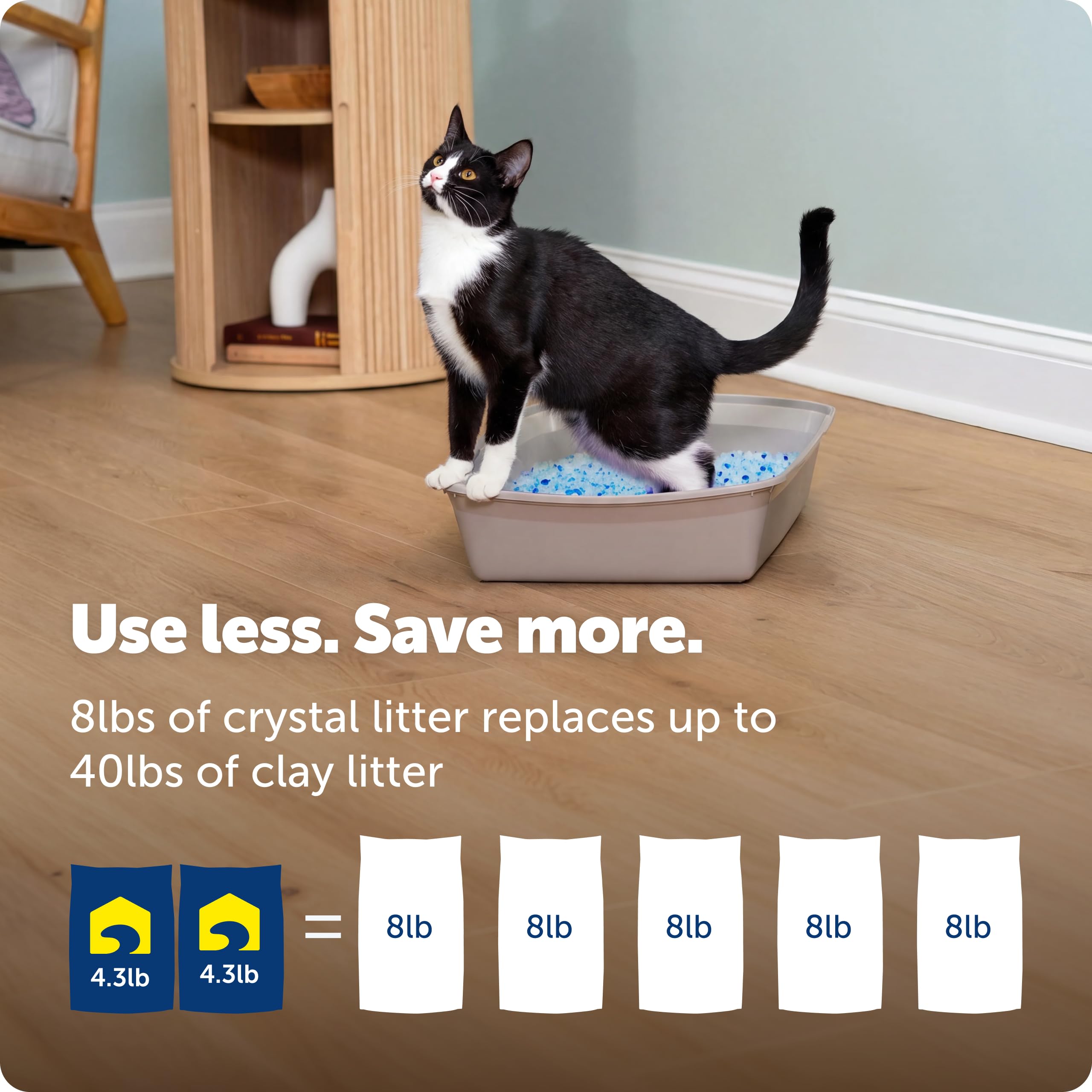 PetSafe ScoopFree 4.3 lb Bags (2 Pack) Premium Crystal Cat Litter - Outperforms Clay Litter - Refill Packs - Reusable Tray Compatible - Fresh Scent detail image 6