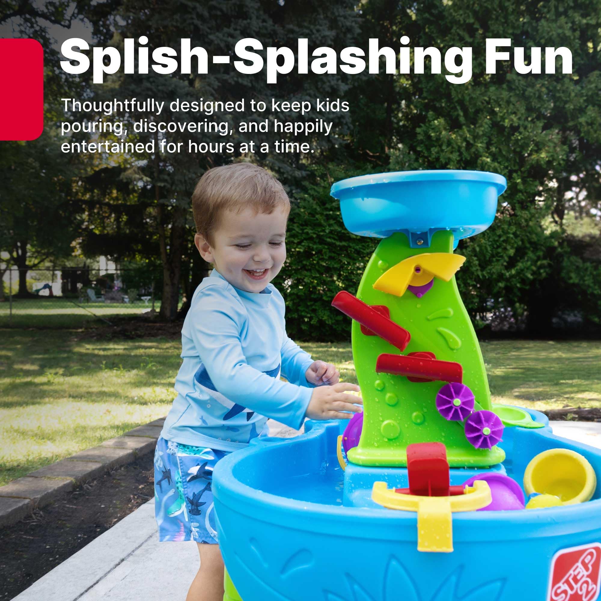 Step2 Rain Showers Splash Pond Water Table – 13-Piece Water & Sand Activity Playset for Toddlers (Blue & Green) detail image 2