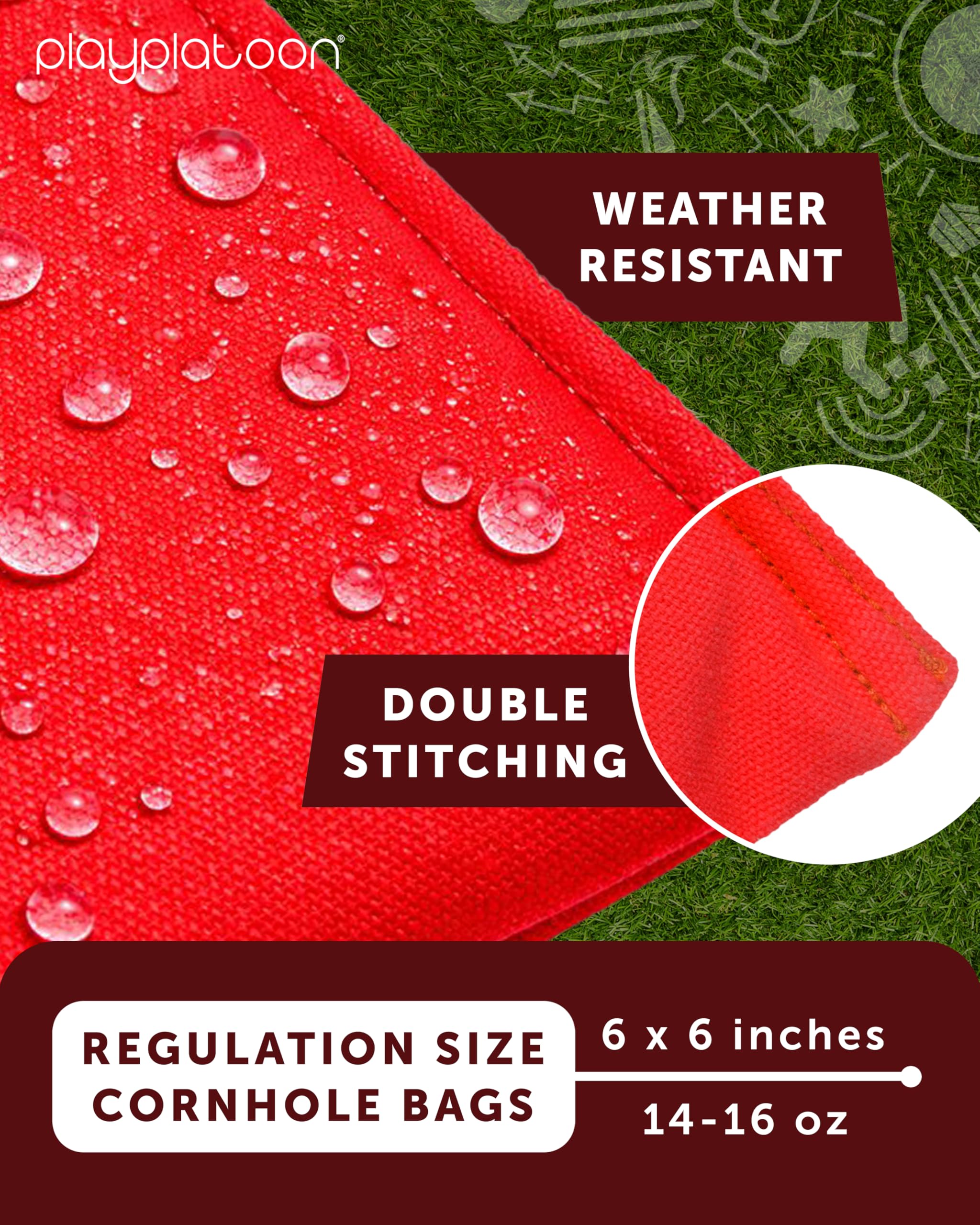 Play Platoon Regulation Cornhole Bags — Weather-Resistant Set of 8 with Tote detail image 3