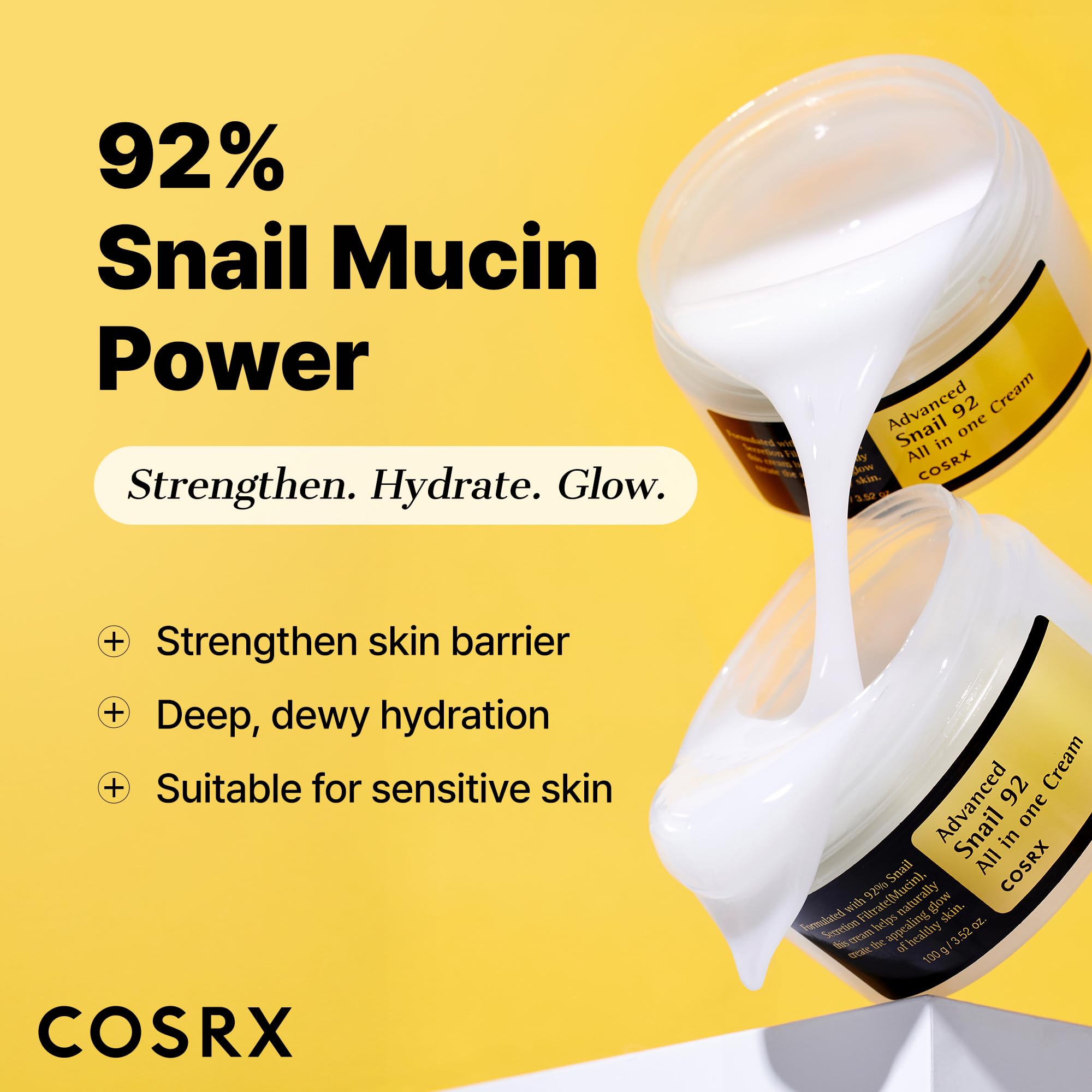 COSRX Snail Mucin 92% Face Moisturizer, 3. 52 oz – Lightweight Gel Cream for Soft, Glowy Skin detail image 2